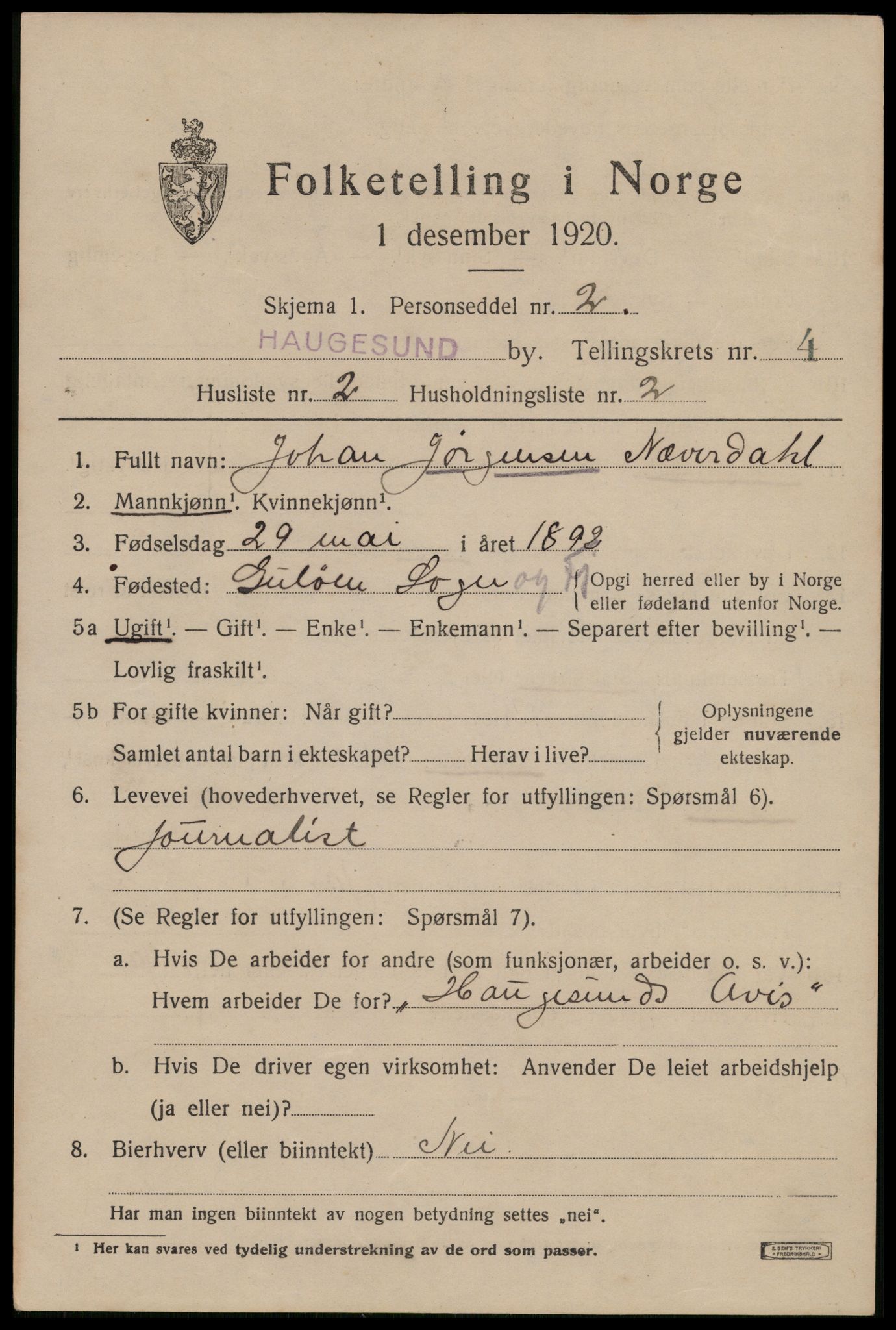 SAST, 1920 census for Haugesund, 1920, p. 15241