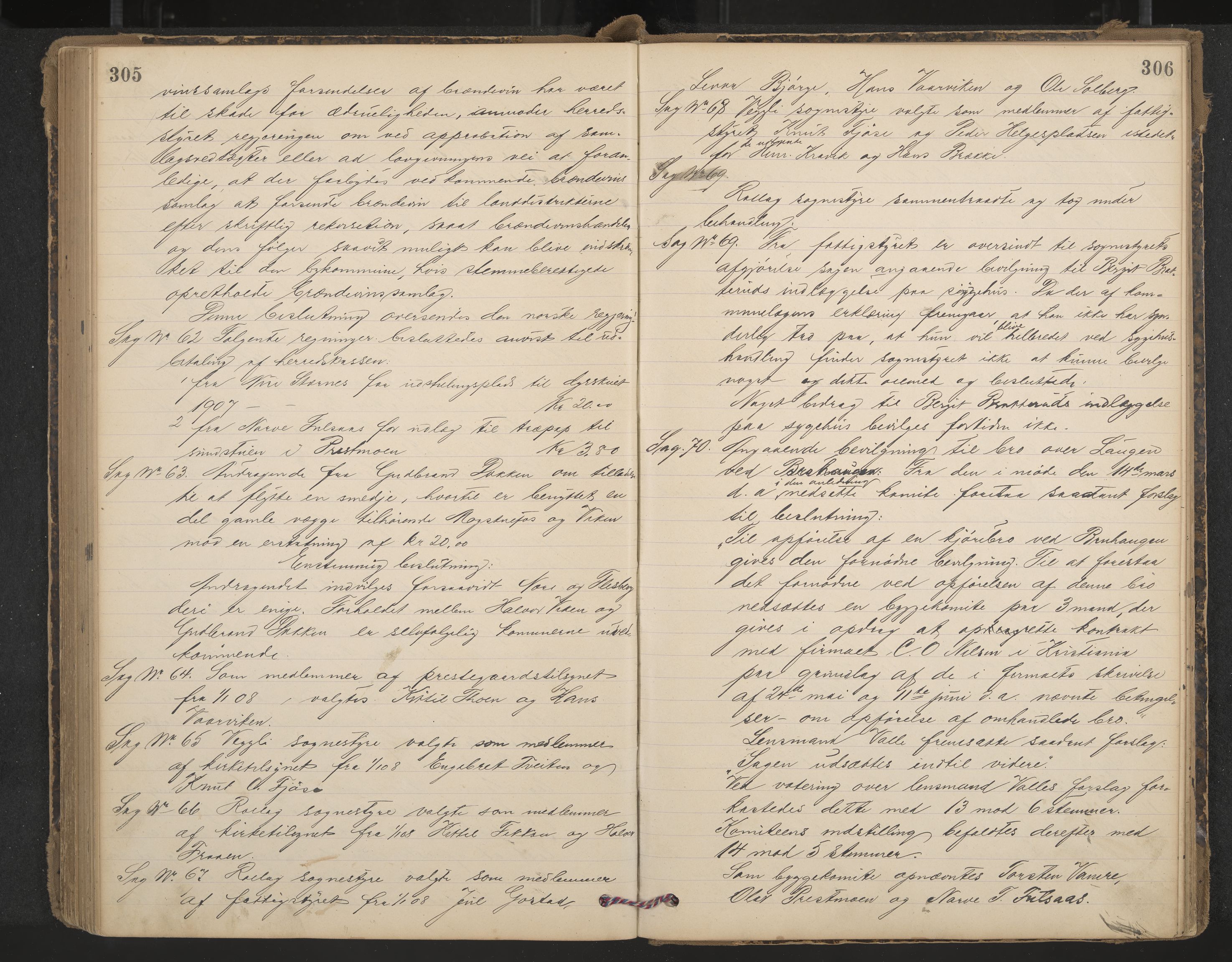 Rollag formannskap og sentraladministrasjon, IKAK/0632021-2/A/Aa/L0004: Møtebok, 1897-1909, p. 305-306