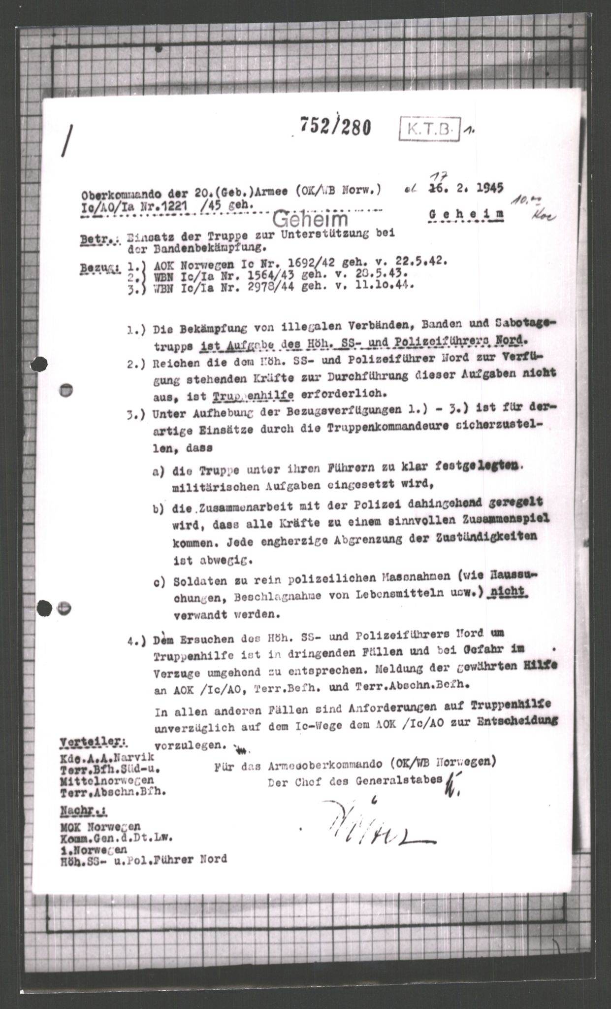 Forsvarets Overkommando. 2 kontor. Arkiv 11.4. Spredte tyske arkivsaker, AV/RA-RAFA-7031/D/Dar/Dara/L0003: Krigsdagbøker for 20. Gebirgs-Armee-Oberkommando (AOK 20), 1945, p. 116