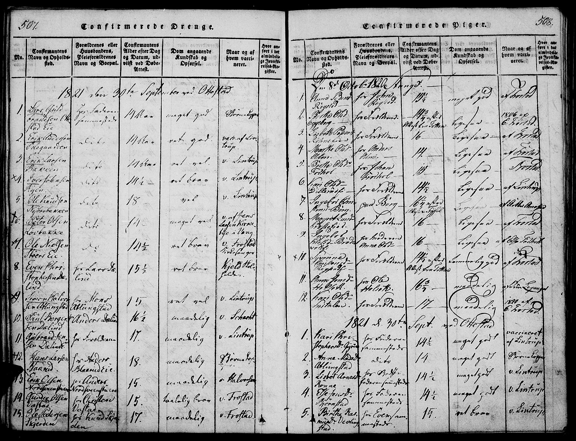 Stange prestekontor, AV/SAH-PREST-002/K/L0008: Parish register (official) no. 8, 1814-1825, p. 507-508