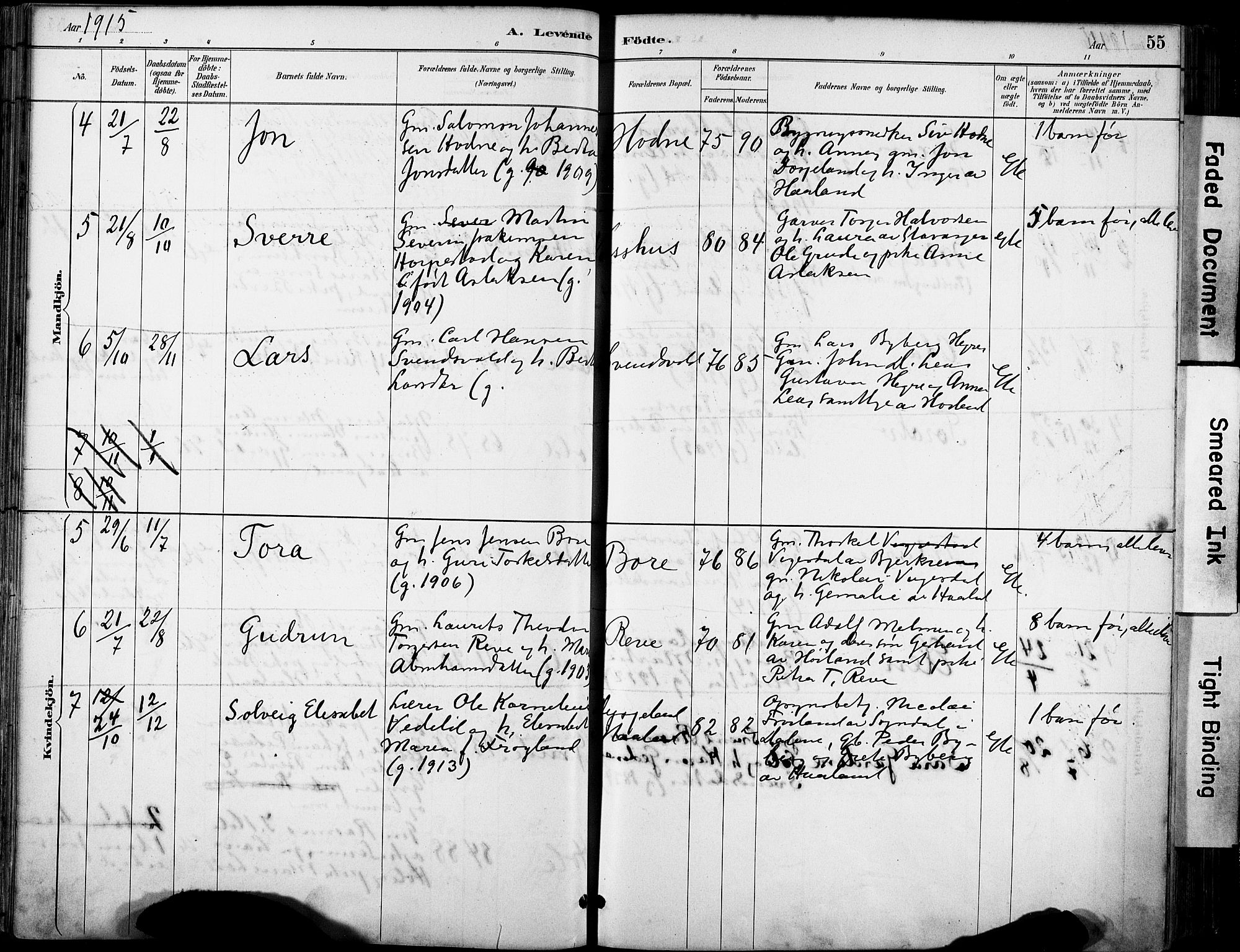 Klepp sokneprestkontor, AV/SAST-A-101803/001/3/30BA/L0008: Parish register (official) no. A 9, 1886-1919, p. 55