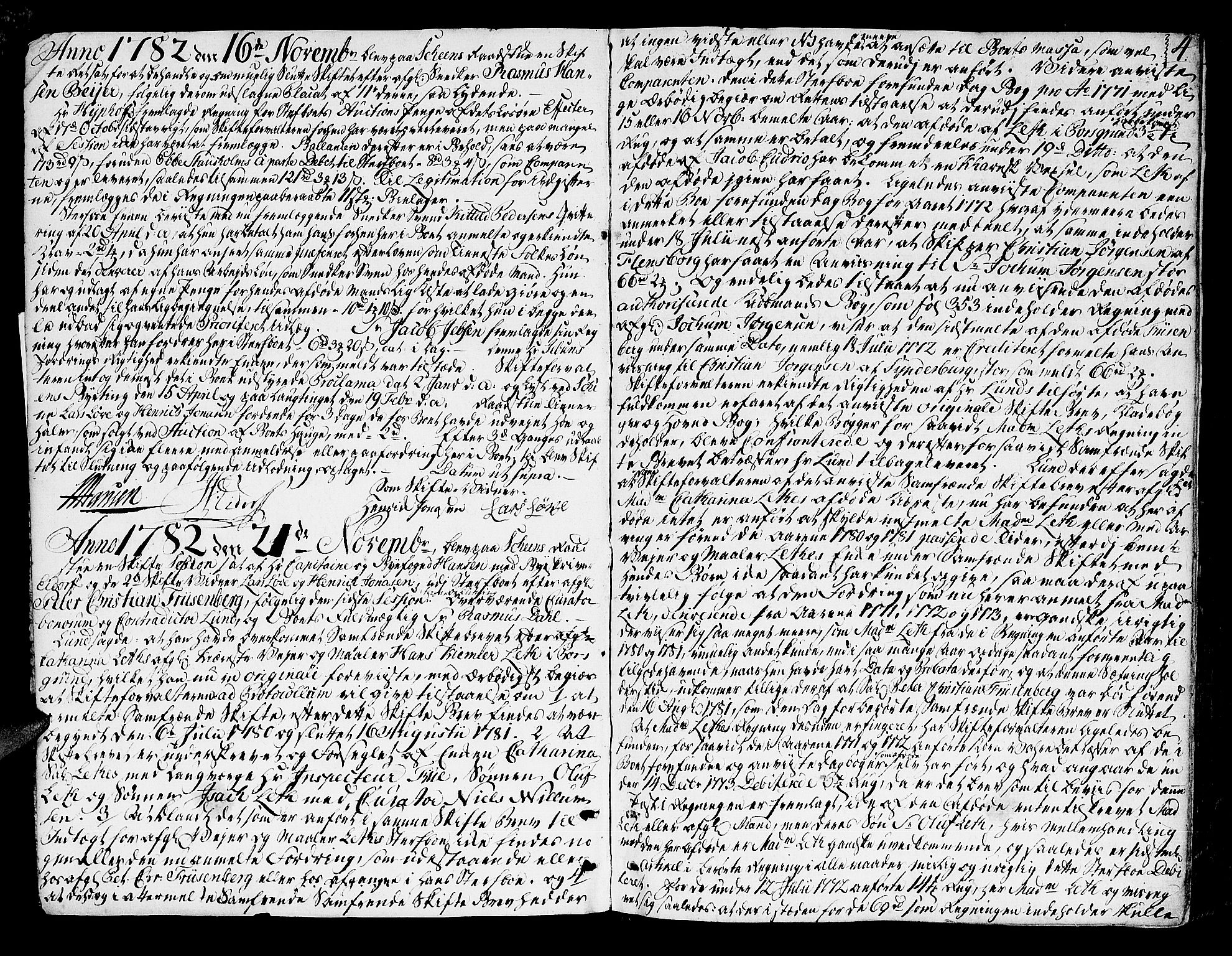 Skien byfogd, AV/SAKO-A-219/H/Hd/L0002: Skifteforhandlingsprotokoll, 1782-1792, p. 4