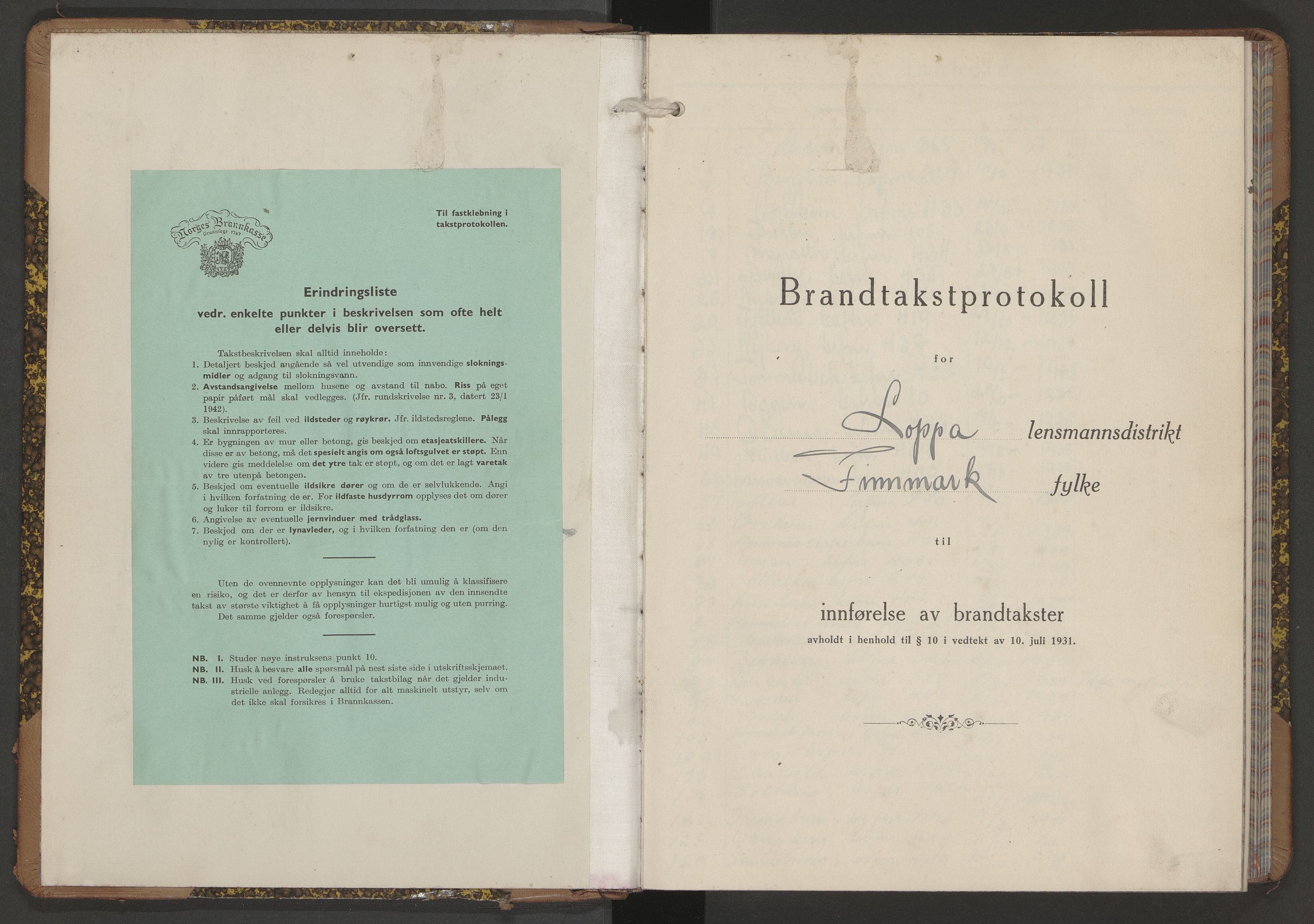 Loppa lensmannskontor, AV/SATØ-SATO-152/Fm/L0094: Branntakstprotokoller, 1937-1944