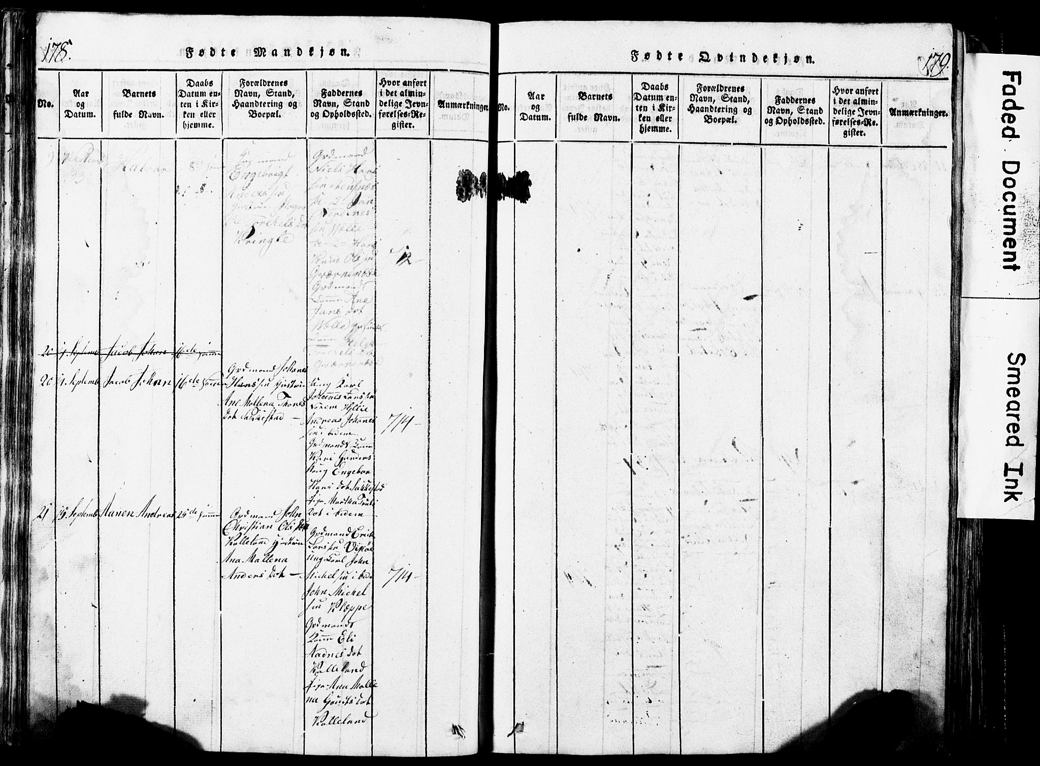 Torvastad sokneprestkontor, AV/SAST-A -101857/H/Ha/Hab/L0002: Parish register (copy) no. B 2, 1817-1834, p. 178-179