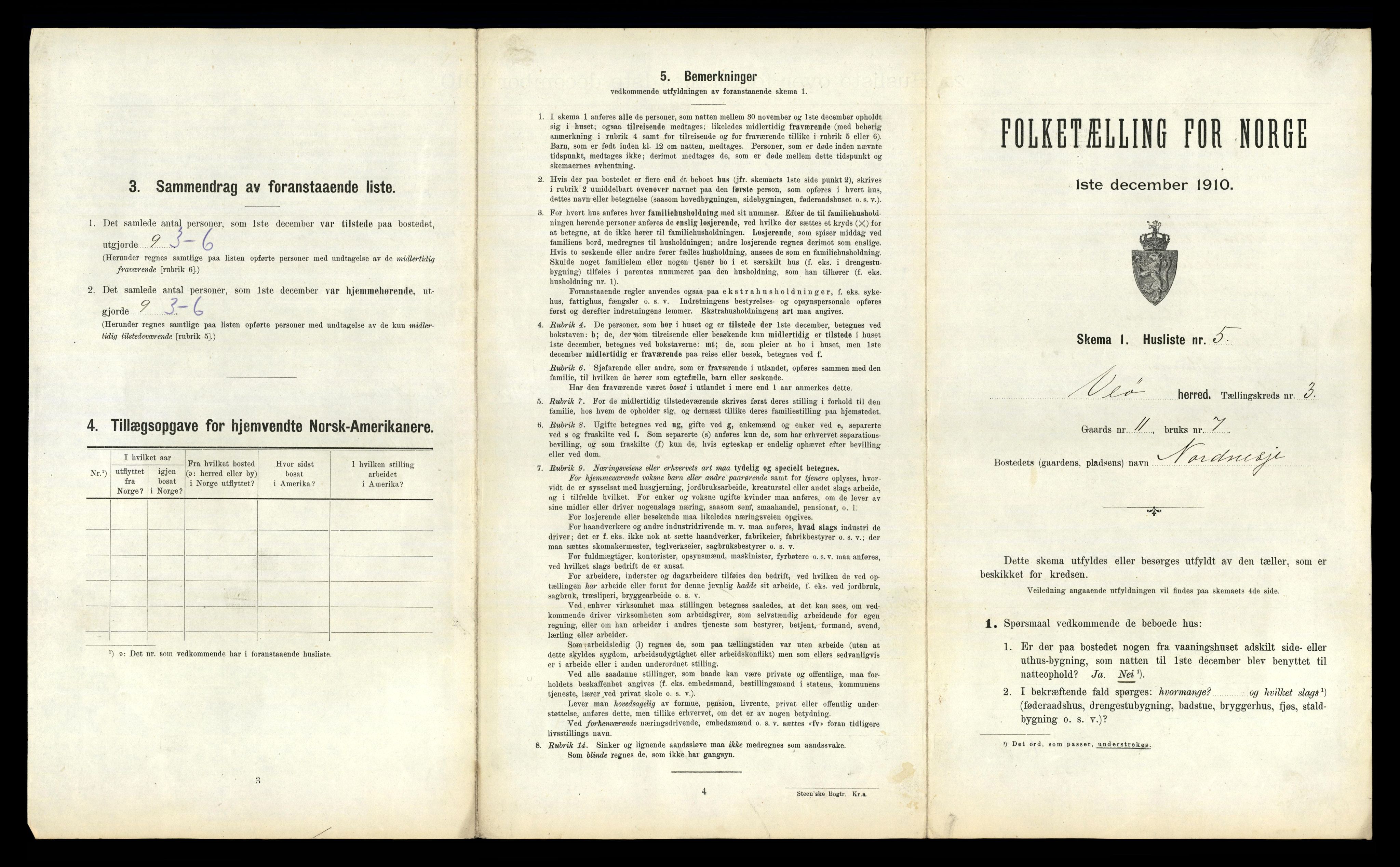 RA, 1910 census for Veøy, 1910, p. 164