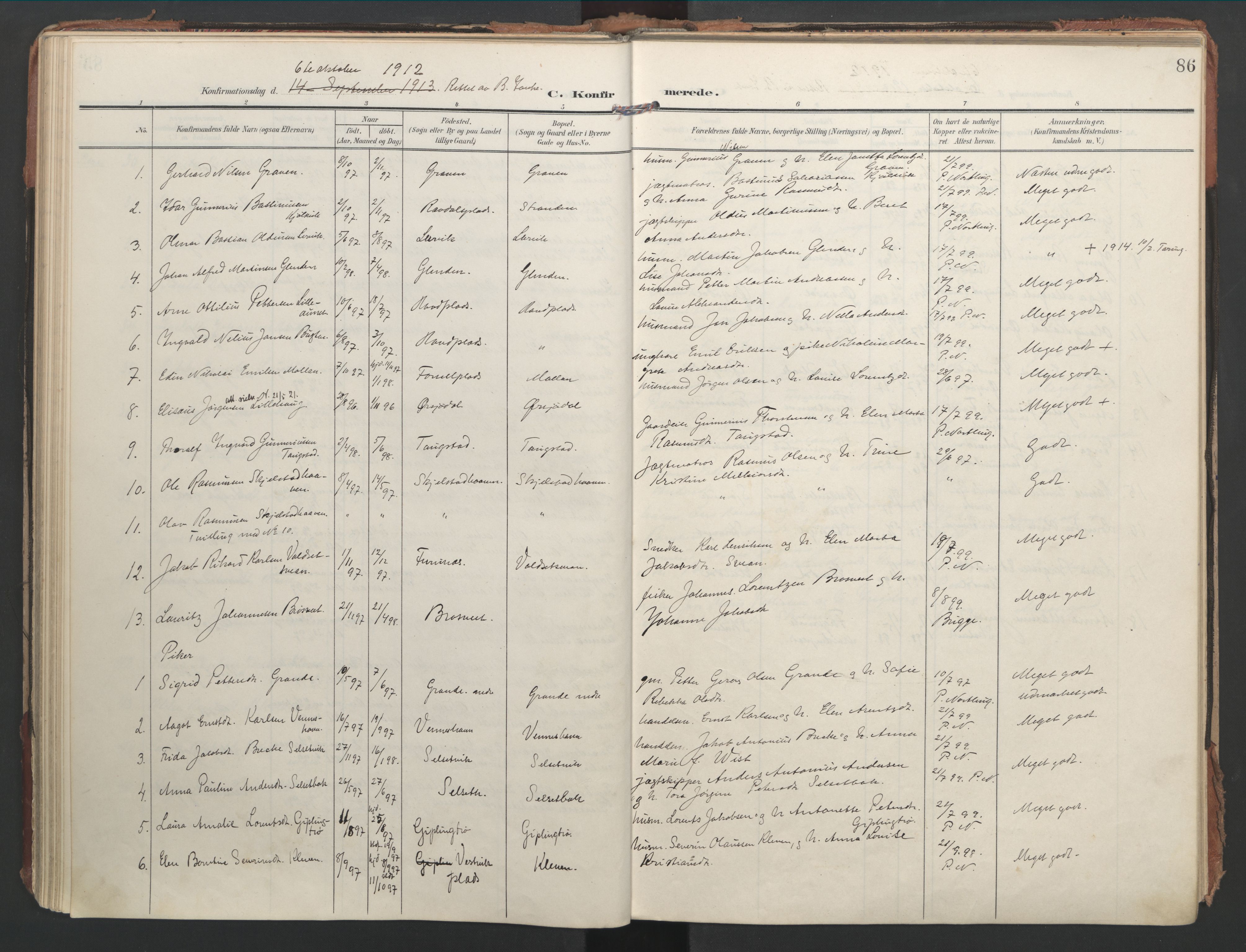 Ministerialprotokoller, klokkerbøker og fødselsregistre - Nord-Trøndelag, AV/SAT-A-1458/744/L0421: Parish register (official) no. 744A05, 1905-1930, p. 86
