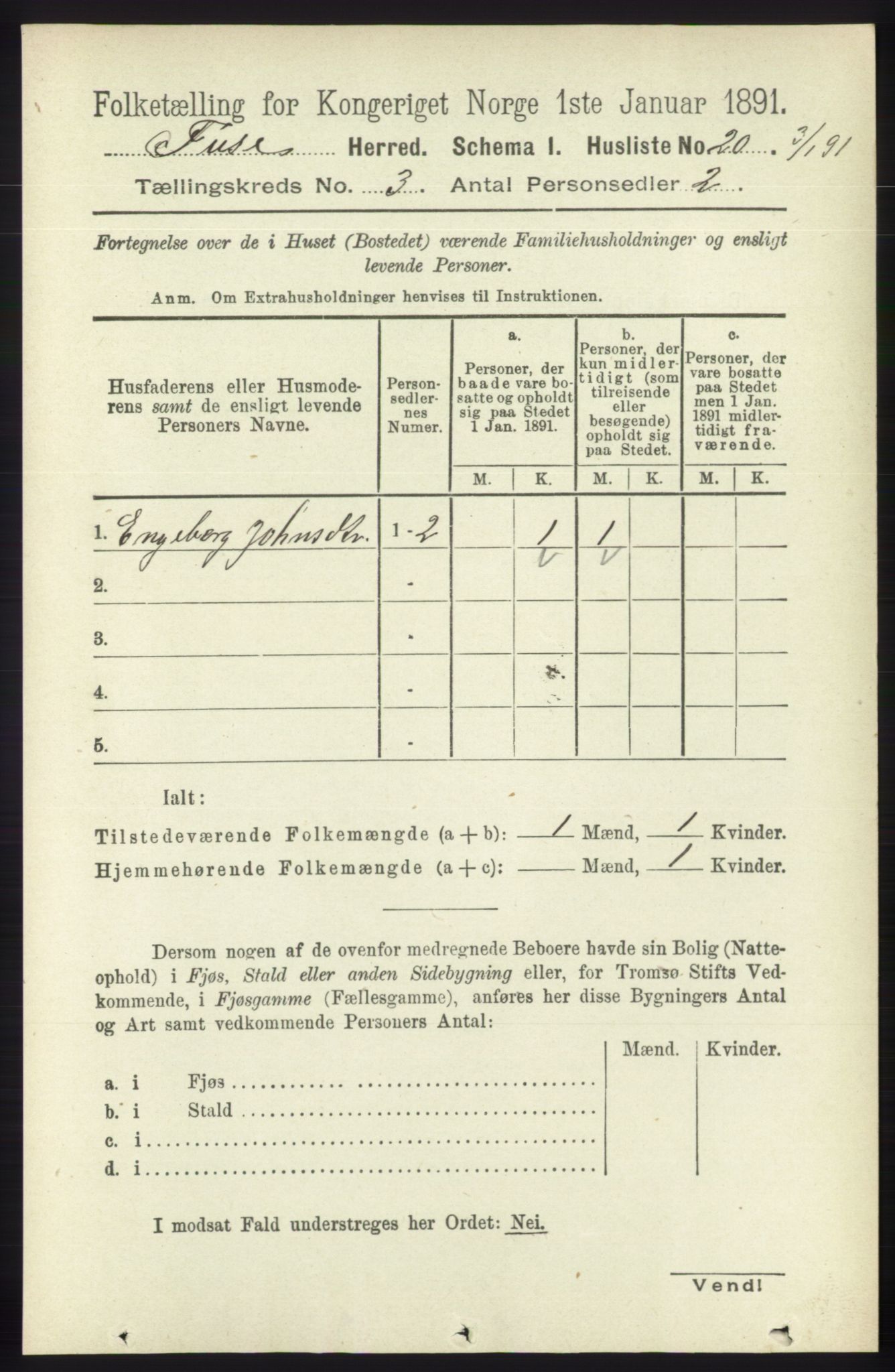 RA, 1891 census for 1241 Fusa, 1891, p. 506