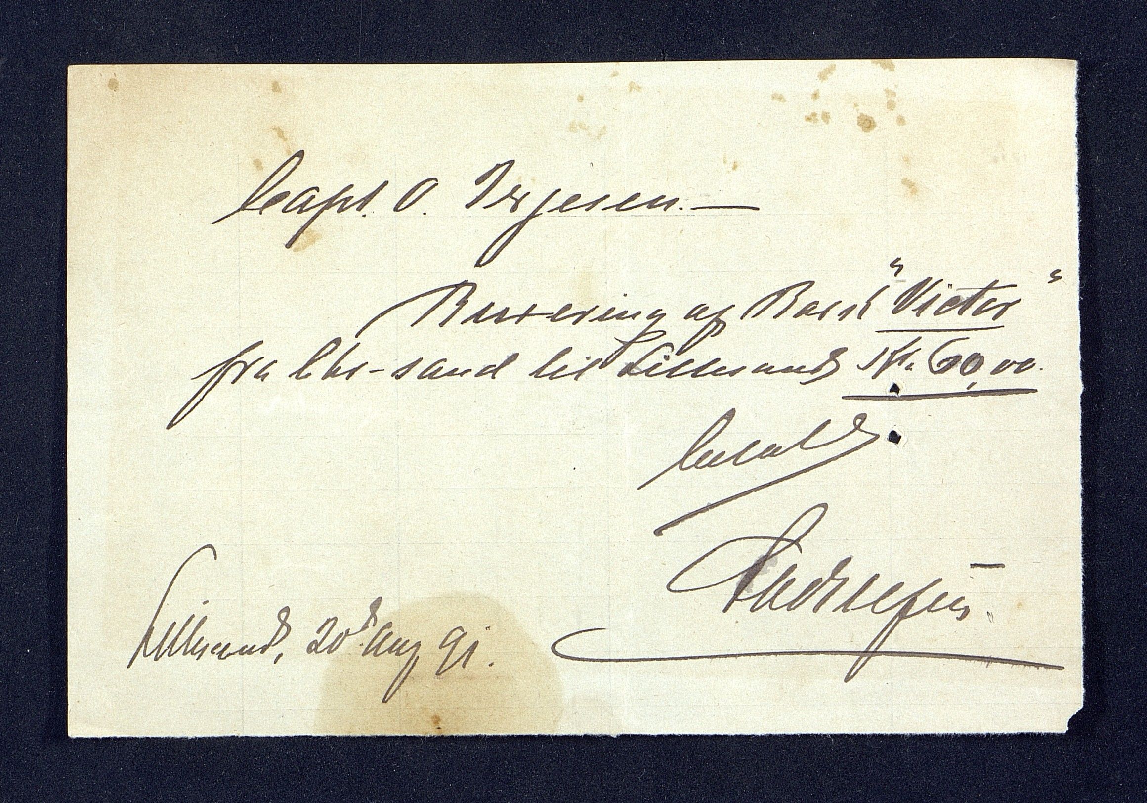 O. Terjesens rederi, AAKS/PA-2525/R/R02/L0001: Regnskapsbilag, 1884-1898