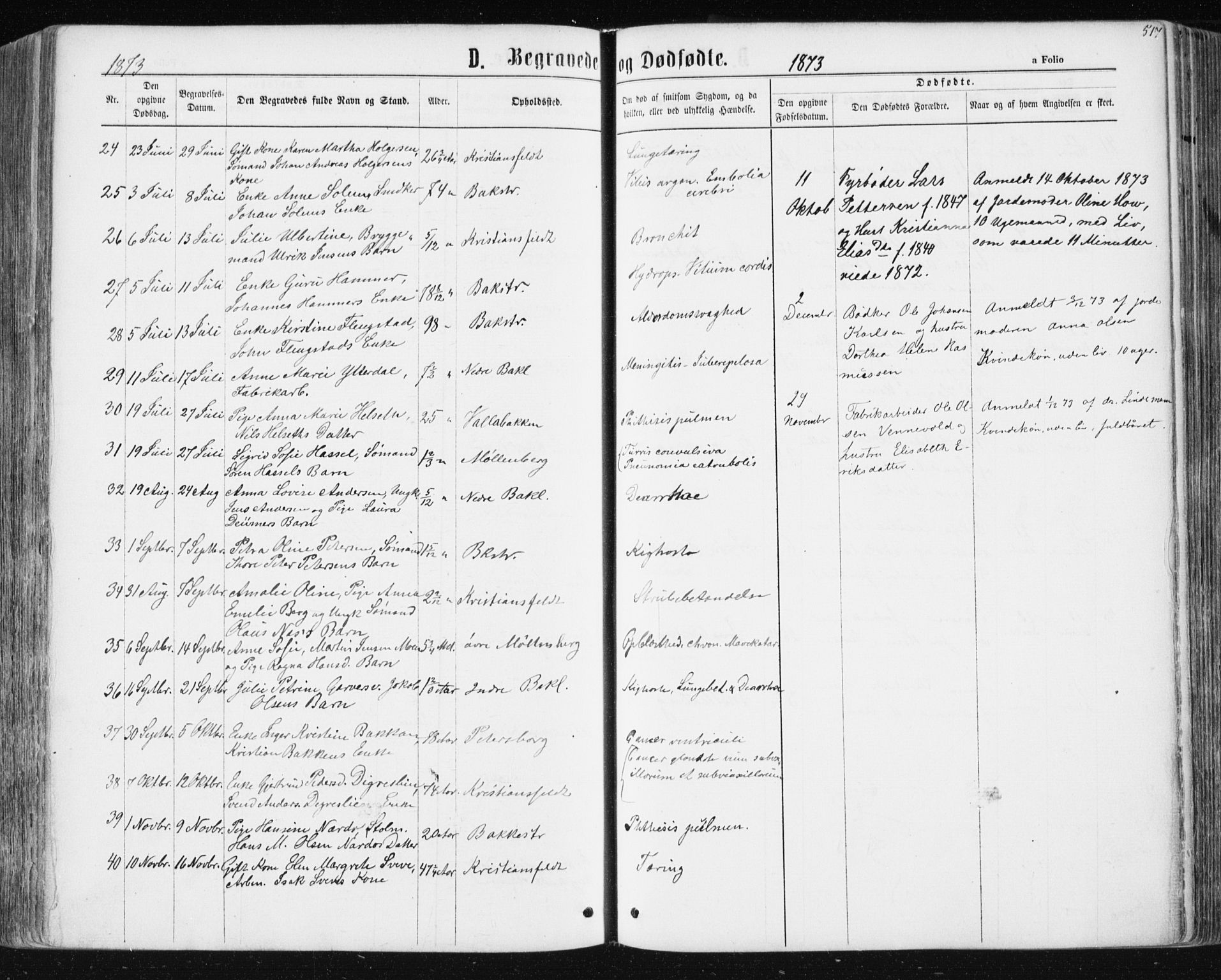 Ministerialprotokoller, klokkerbøker og fødselsregistre - Sør-Trøndelag, AV/SAT-A-1456/604/L0186: Parish register (official) no. 604A07, 1866-1877, p. 517