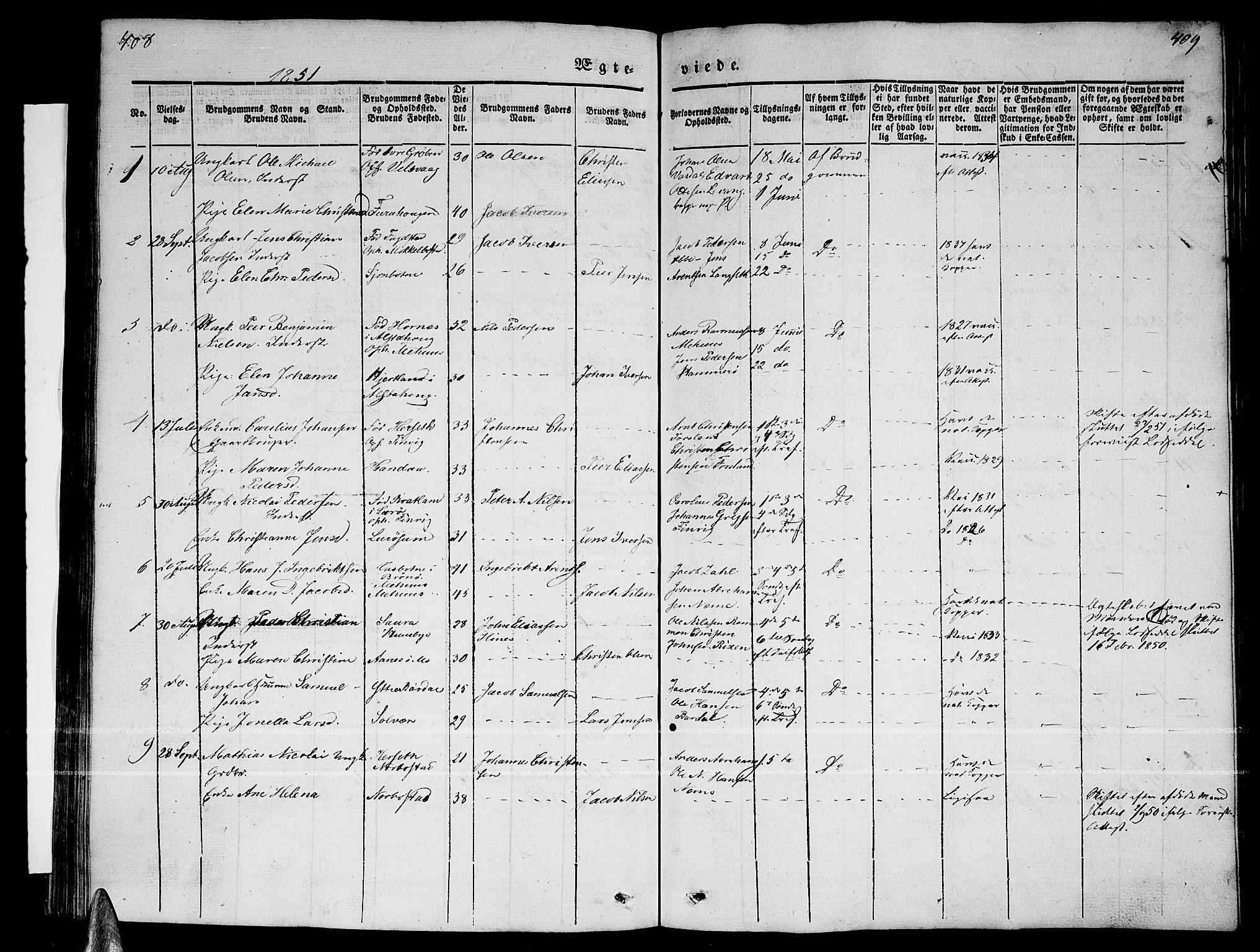 Ministerialprotokoller, klokkerbøker og fødselsregistre - Nordland, AV/SAT-A-1459/838/L0555: Parish register (copy) no. 838C02, 1842-1861, p. 408-409