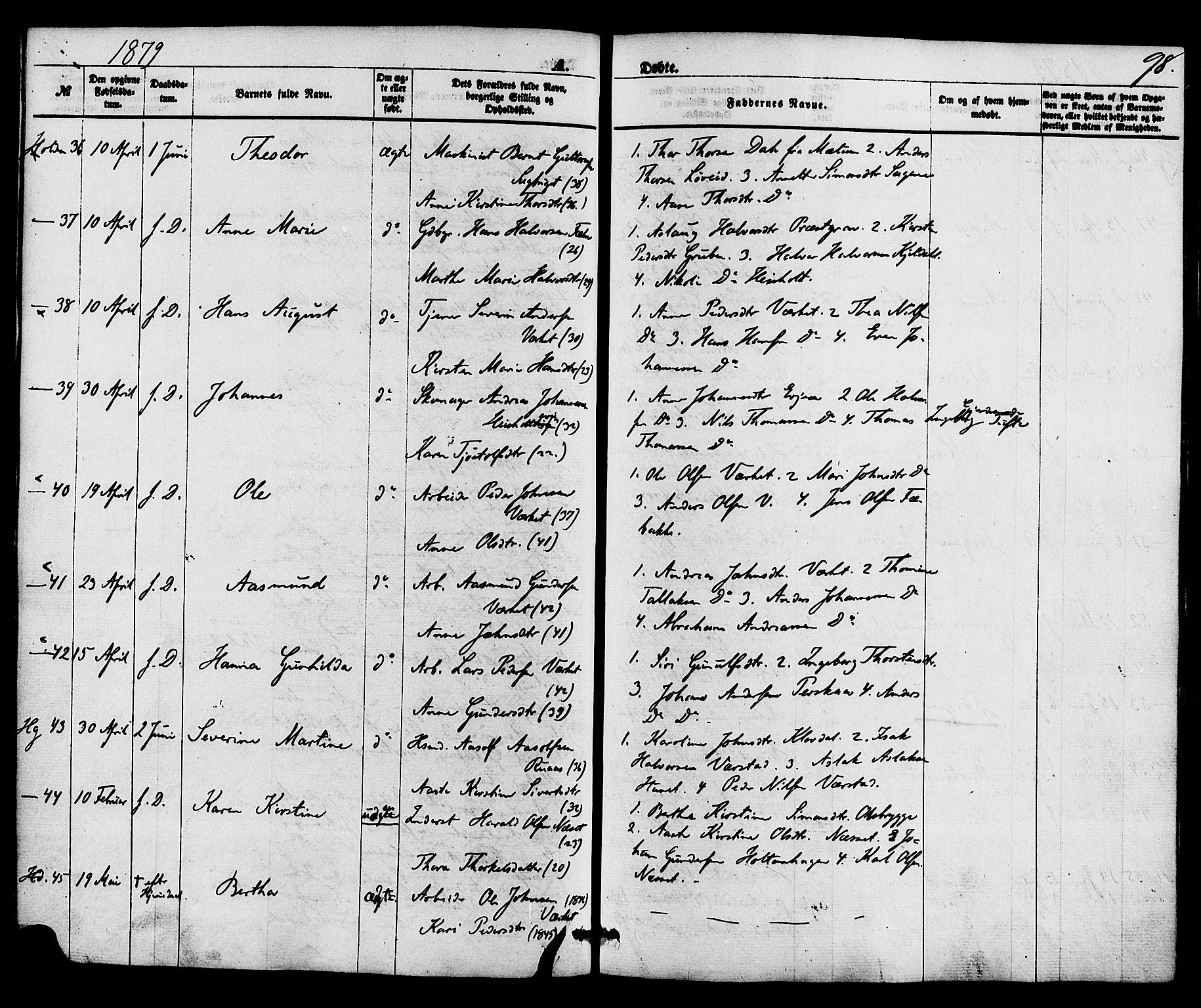 Holla kirkebøker, AV/SAKO-A-272/F/Fa/L0007: Parish register (official) no. 7, 1869-1881, p. 98