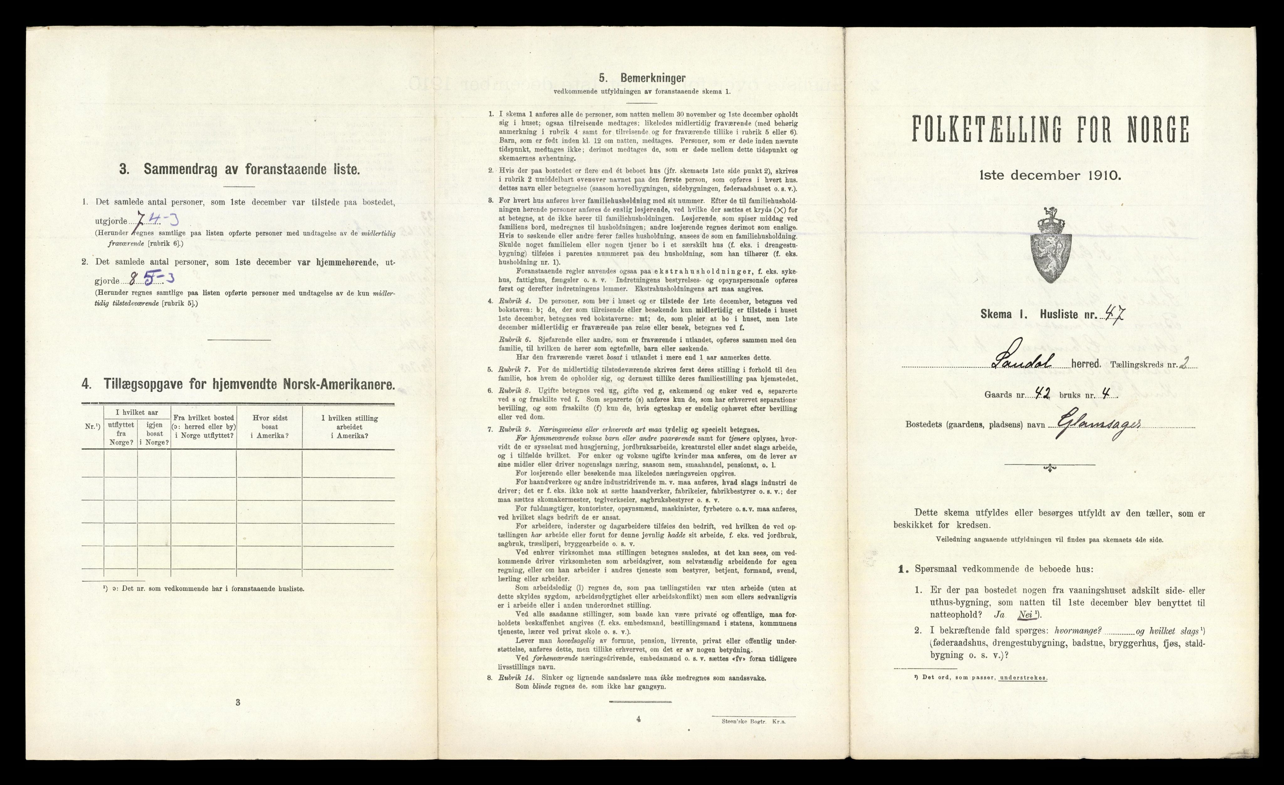 RA, 1910 census for Laudal, 1910, p. 229