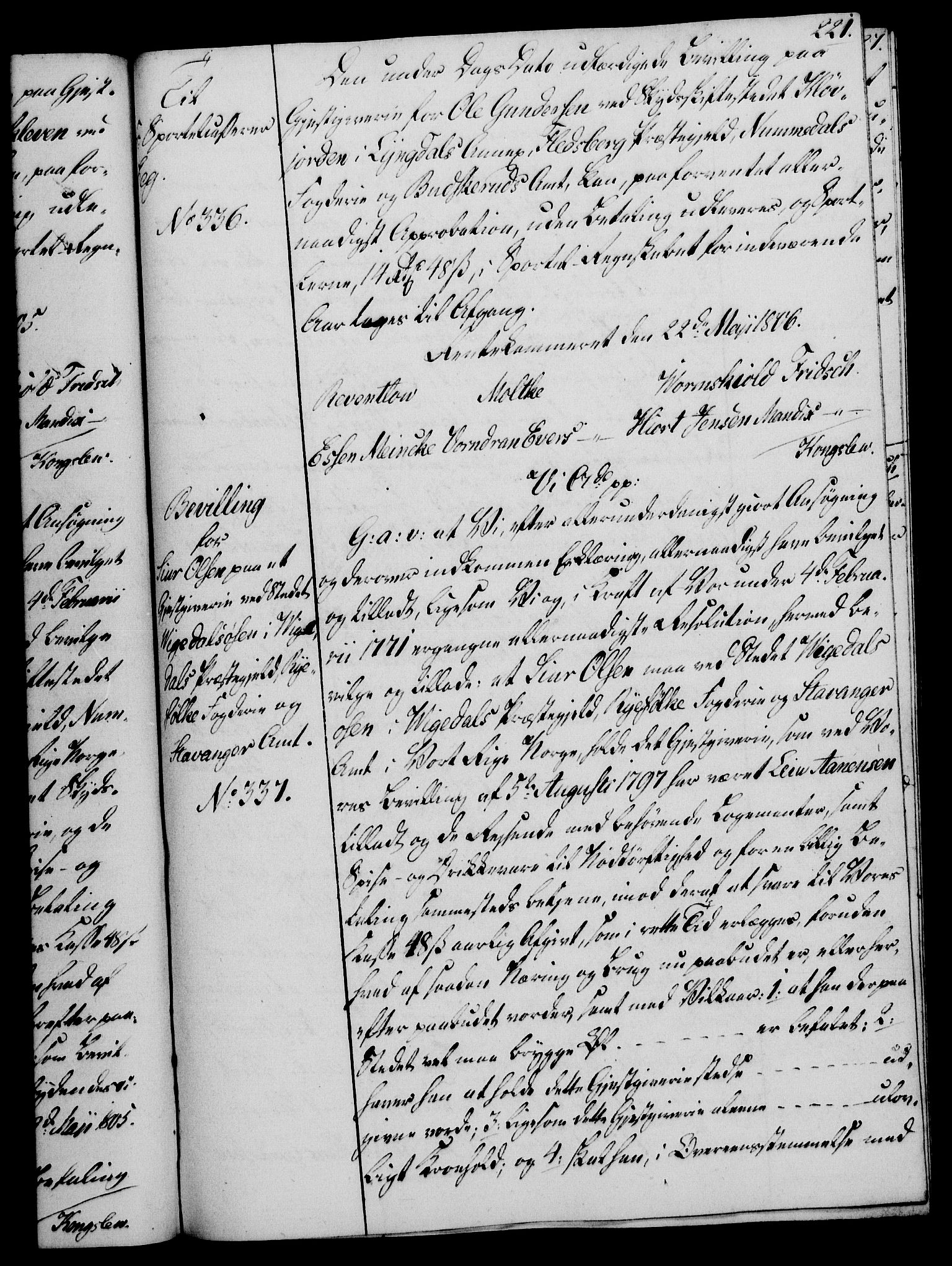 Rentekammeret, Kammerkanselliet, RA/EA-3111/G/Gg/Gga/L0018: Norsk ekspedisjonsprotokoll med register (merket RK 53.18), 1804-1806, p. 221