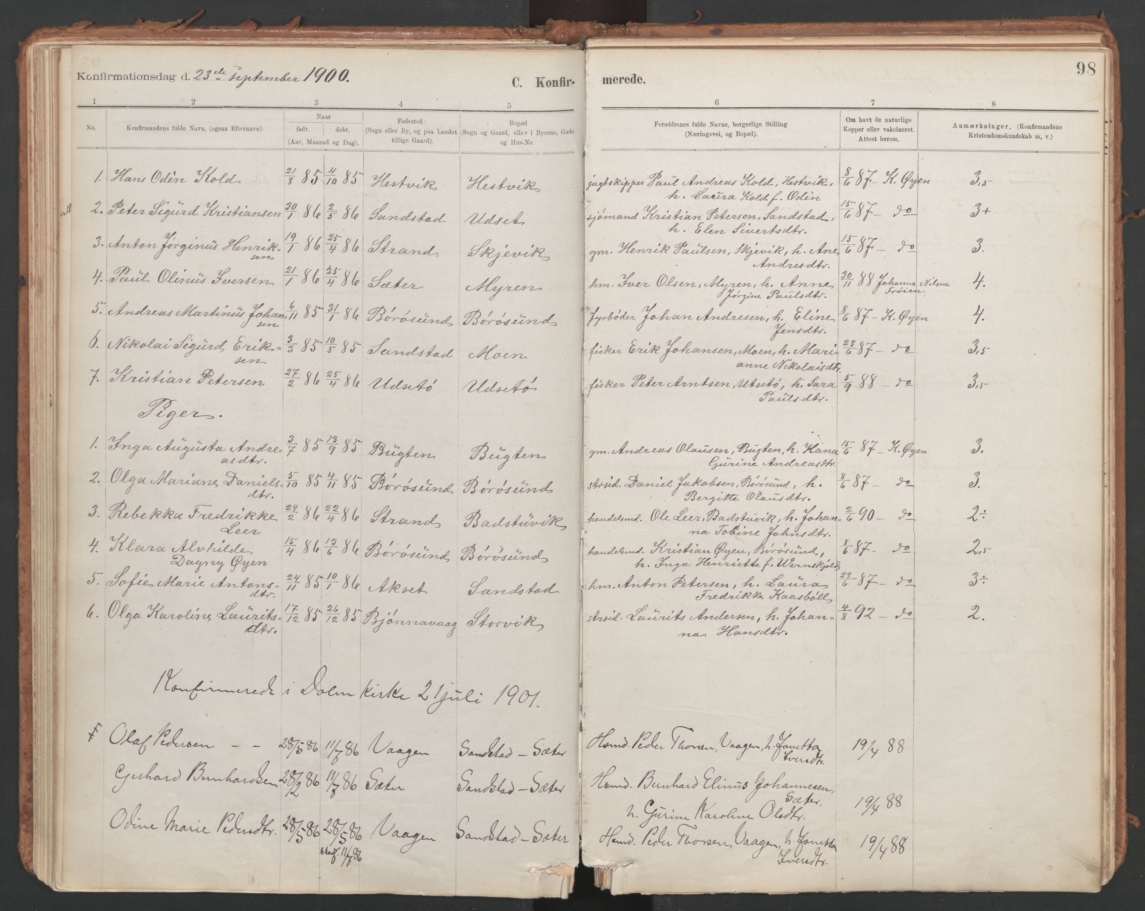 Ministerialprotokoller, klokkerbøker og fødselsregistre - Sør-Trøndelag, SAT/A-1456/639/L0572: Parish register (official) no. 639A01, 1890-1920, p. 98