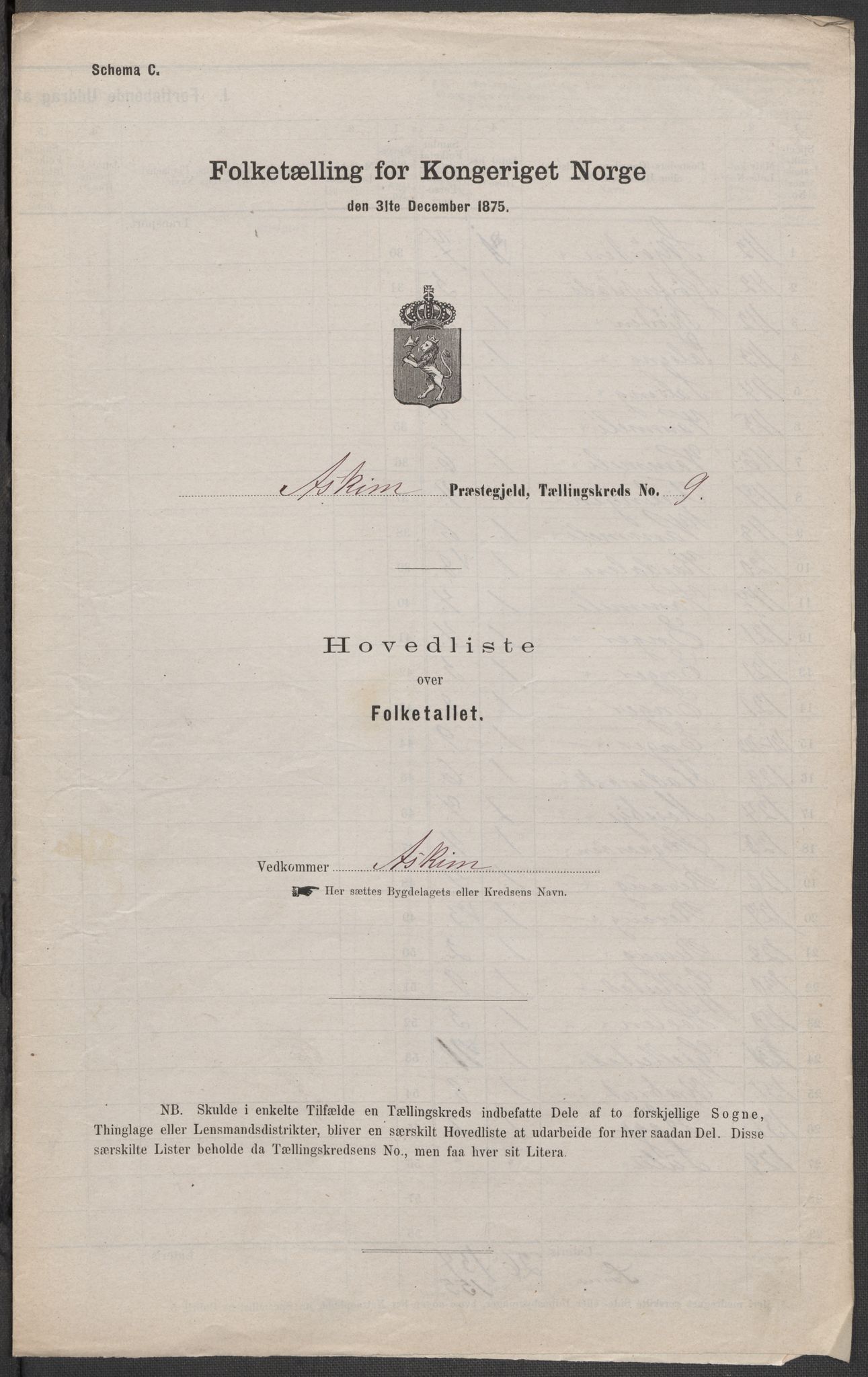 RA, 1875 census for 0124P Askim, 1875, p. 25