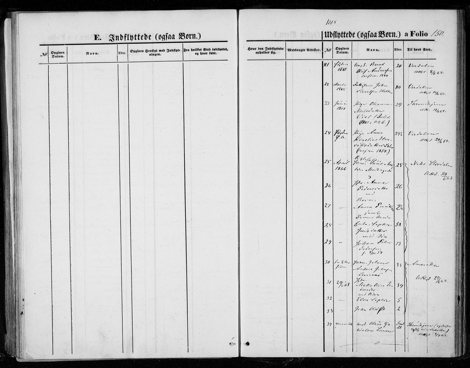 Ministerialprotokoller, klokkerbøker og fødselsregistre - Nord-Trøndelag, SAT/A-1458/721/L0206: Parish register (official) no. 721A01, 1864-1874, p. 150
