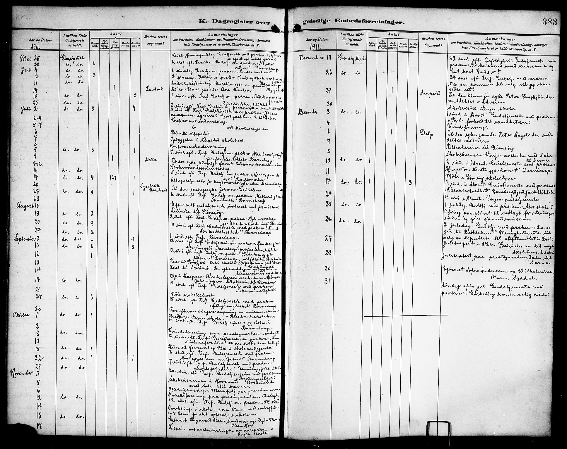 Ministerialprotokoller, klokkerbøker og fødselsregistre - Nordland, AV/SAT-A-1459/876/L1105: Parish register (copy) no. 876C04, 1896-1914, p. 383