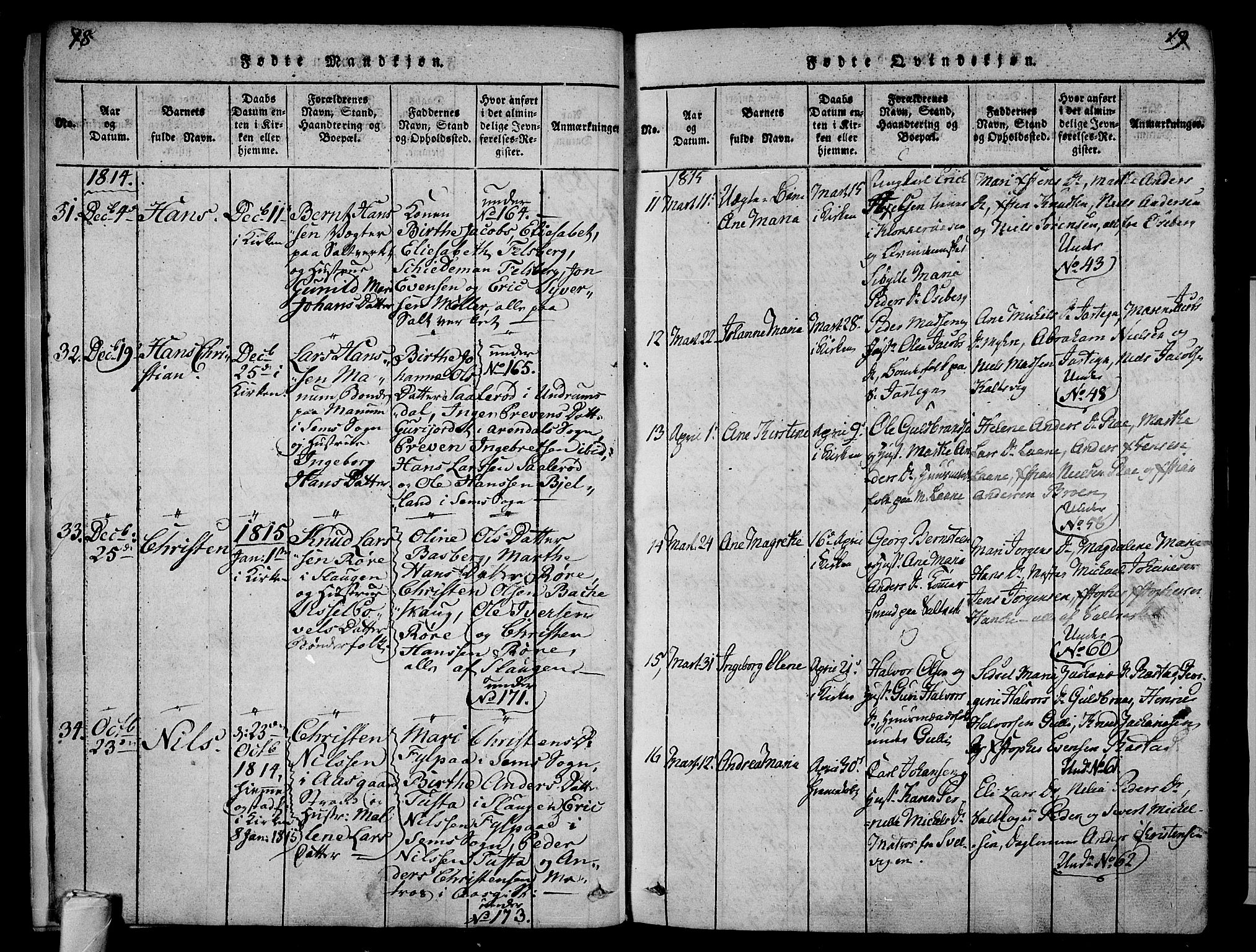 Sem kirkebøker, AV/SAKO-A-5/F/Fa/L0004: Parish register (official) no. I 4, 1814-1825, p. 18-19