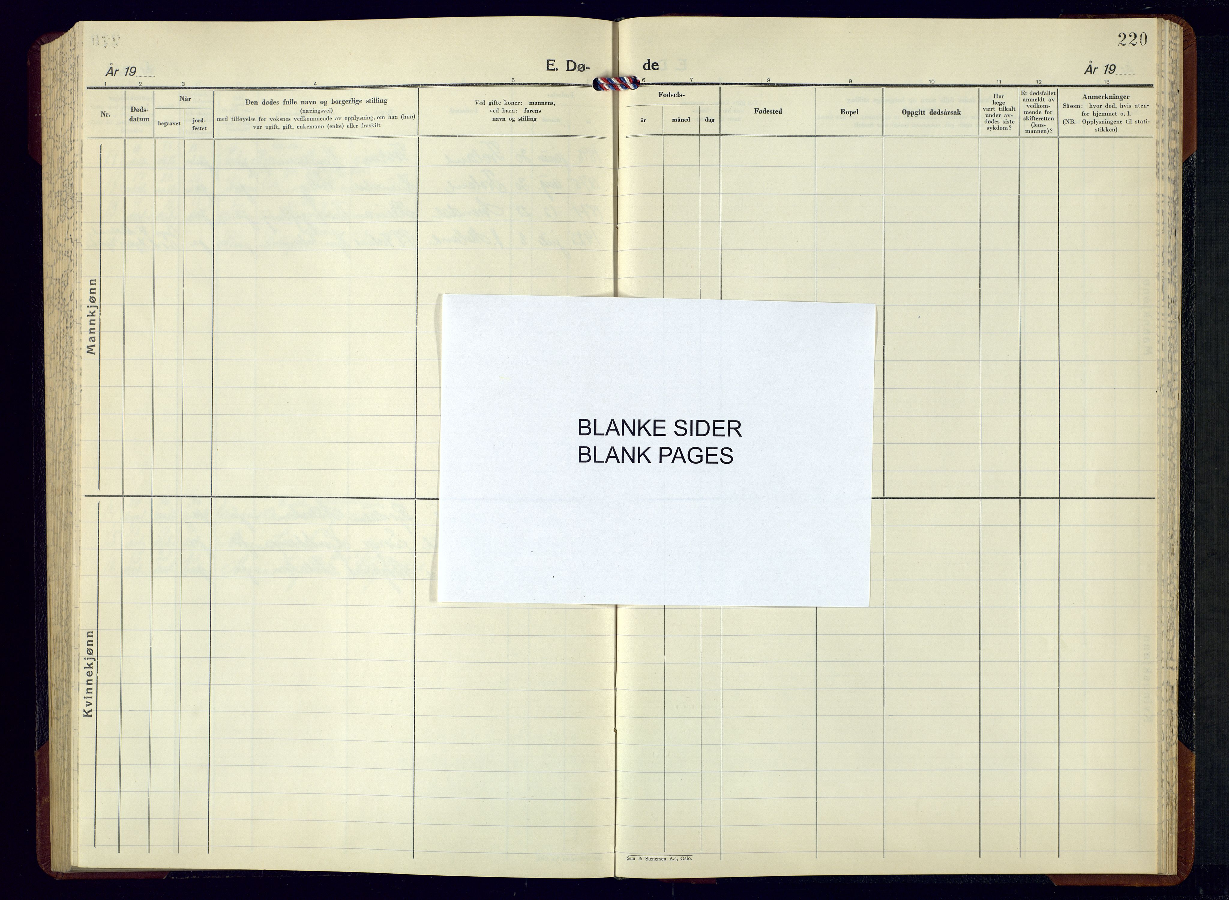 Froland sokneprestkontor, AV/SAK-1111-0013/F/Fb/L0012: Parish register (copy) no. B-12, 1947-1968, p. 220