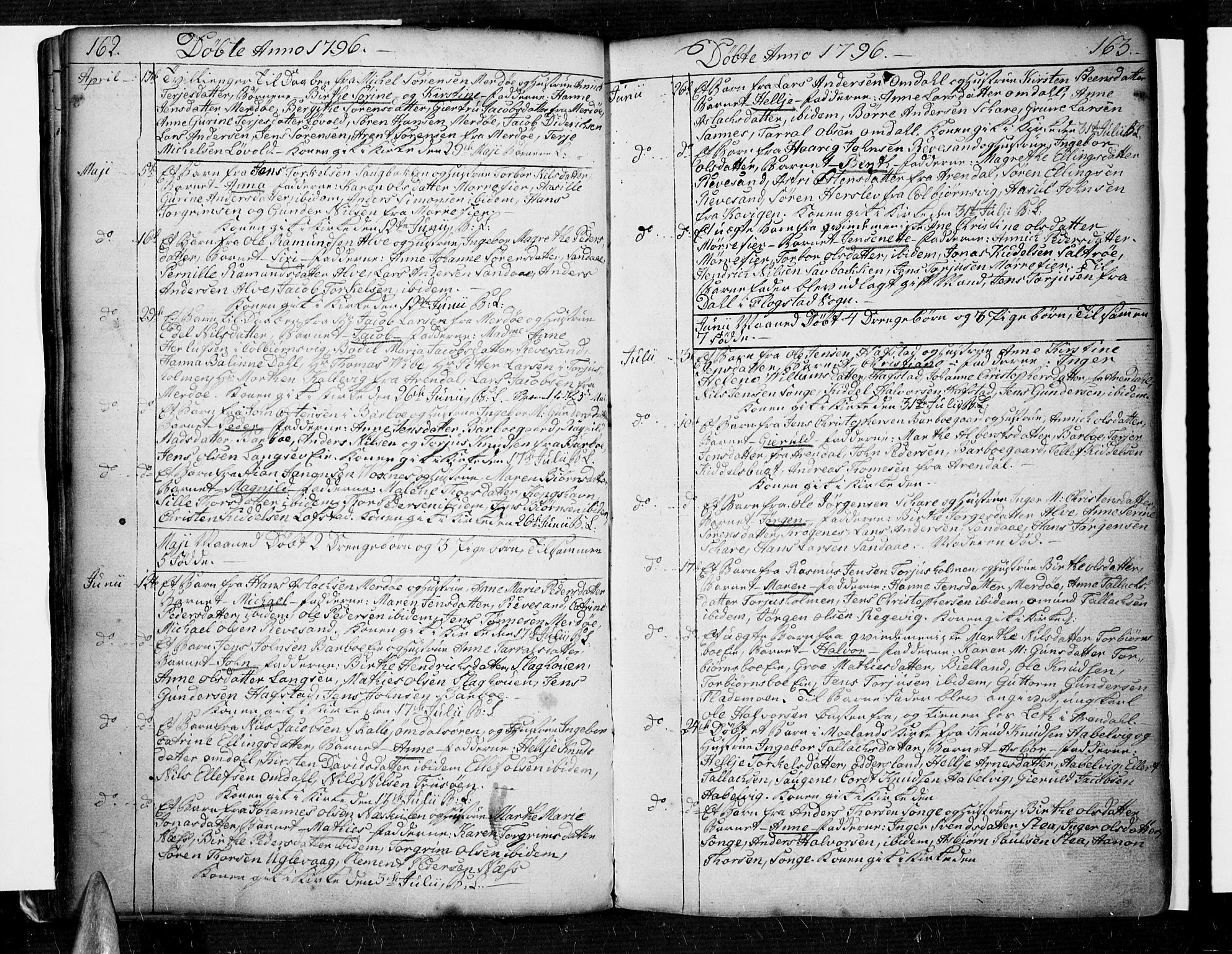 Tromøy sokneprestkontor, SAK/1111-0041/F/Fa/L0002: Parish register (official) no. A 2, 1773-1808, p. 162-163