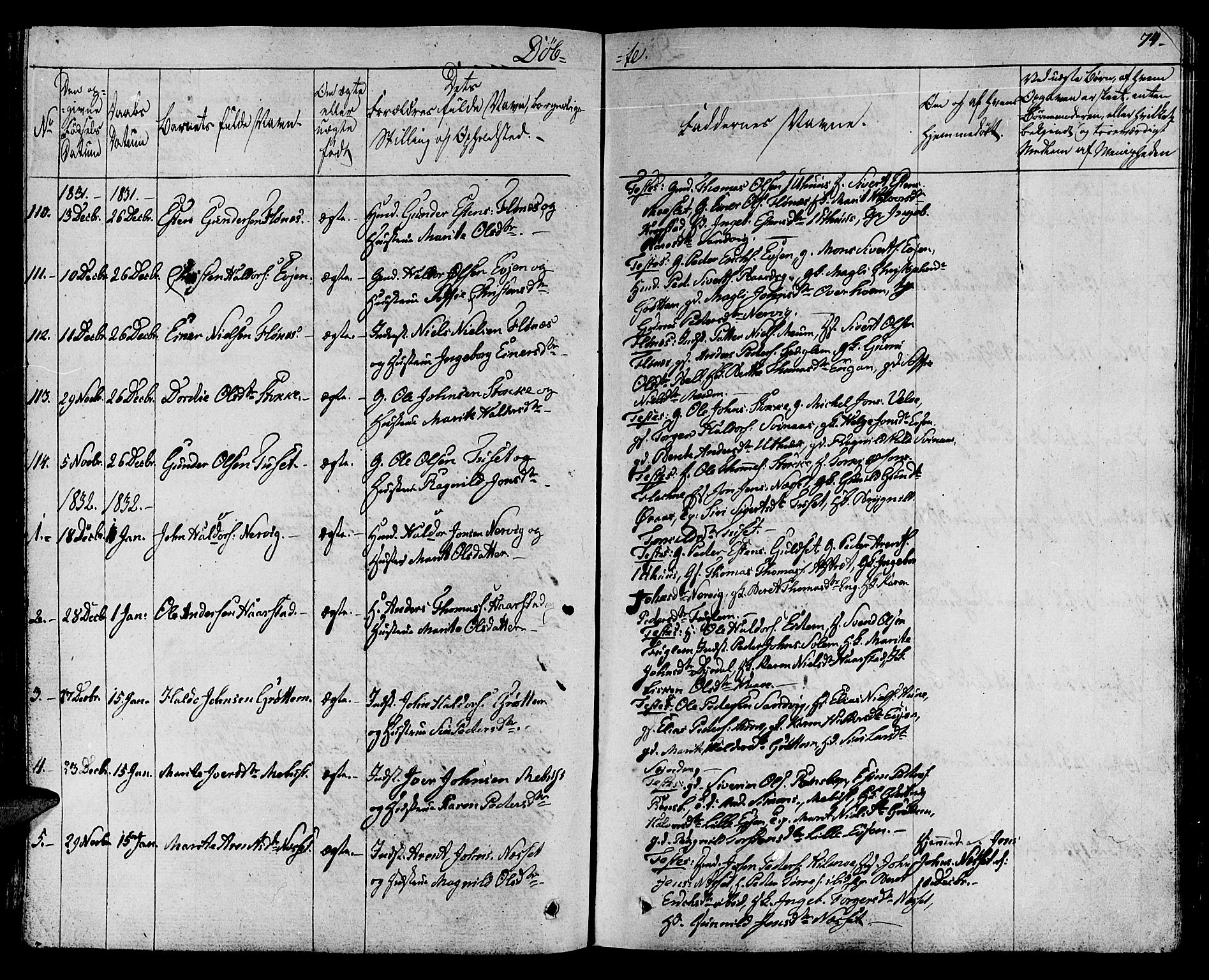 Ministerialprotokoller, klokkerbøker og fødselsregistre - Sør-Trøndelag, SAT/A-1456/695/L1143: Parish register (official) no. 695A05 /1, 1824-1842, p. 74
