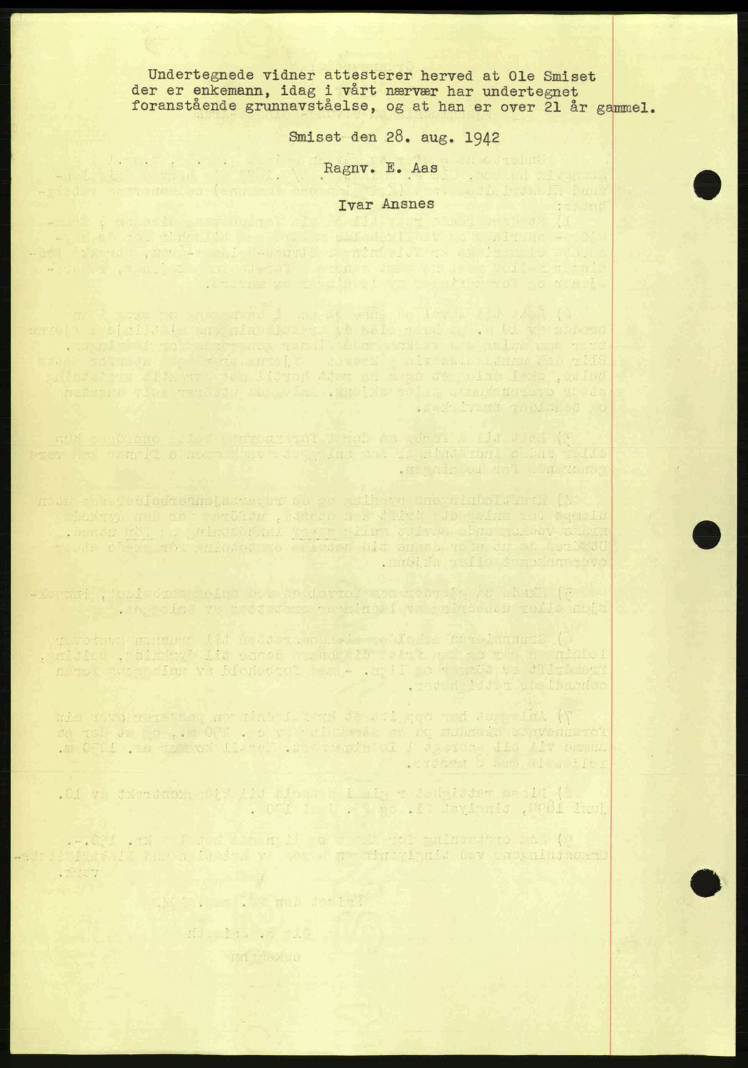 Nordmøre sorenskriveri, AV/SAT-A-4132/1/2/2Ca: Mortgage book no. B89, 1942-1942, Diary no: : 2522/1942