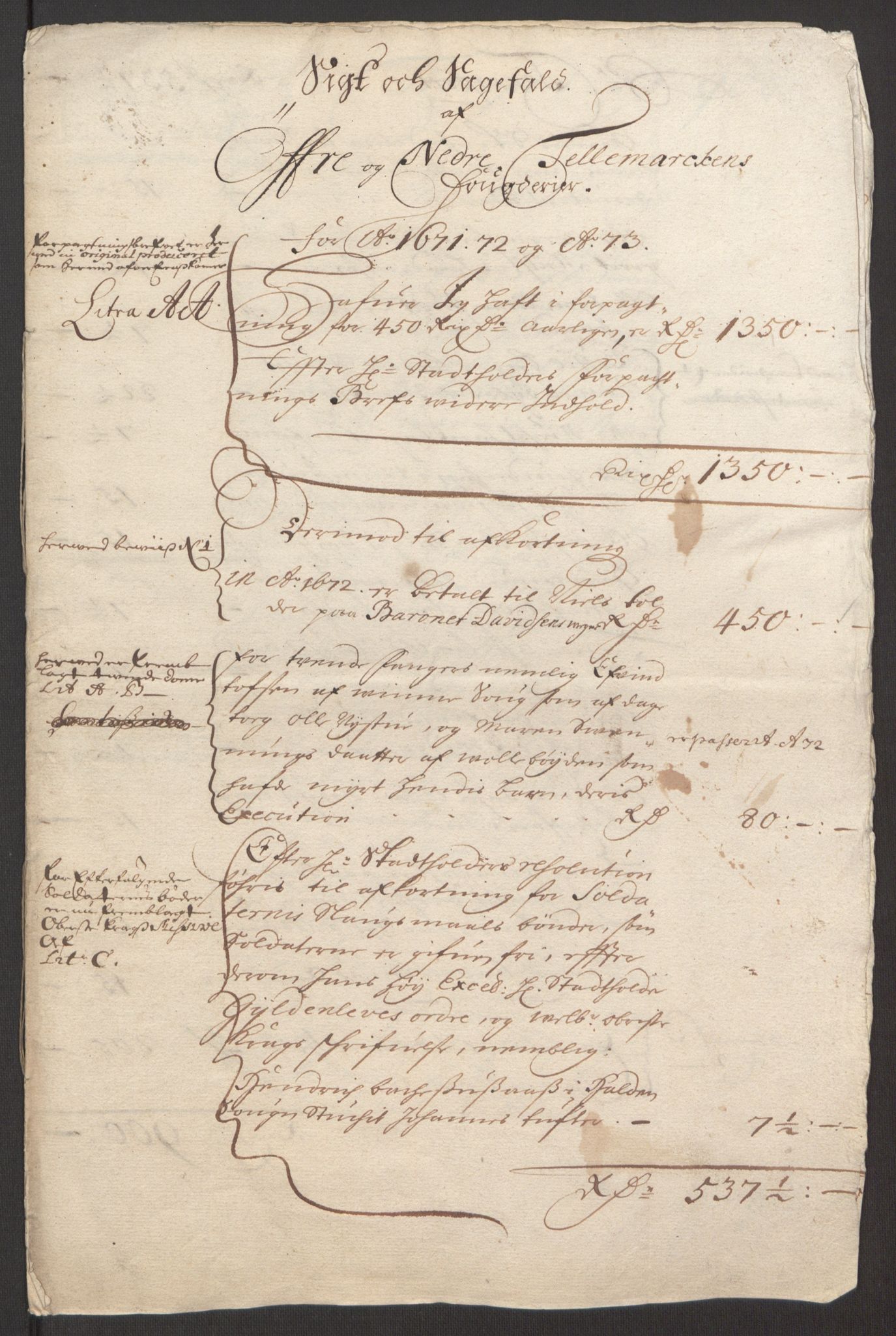 Rentekammeret inntil 1814, Reviderte regnskaper, Fogderegnskap, RA/EA-4092/R35/L2061: Fogderegnskap Øvre og Nedre Telemark, 1673-1674, p. 210