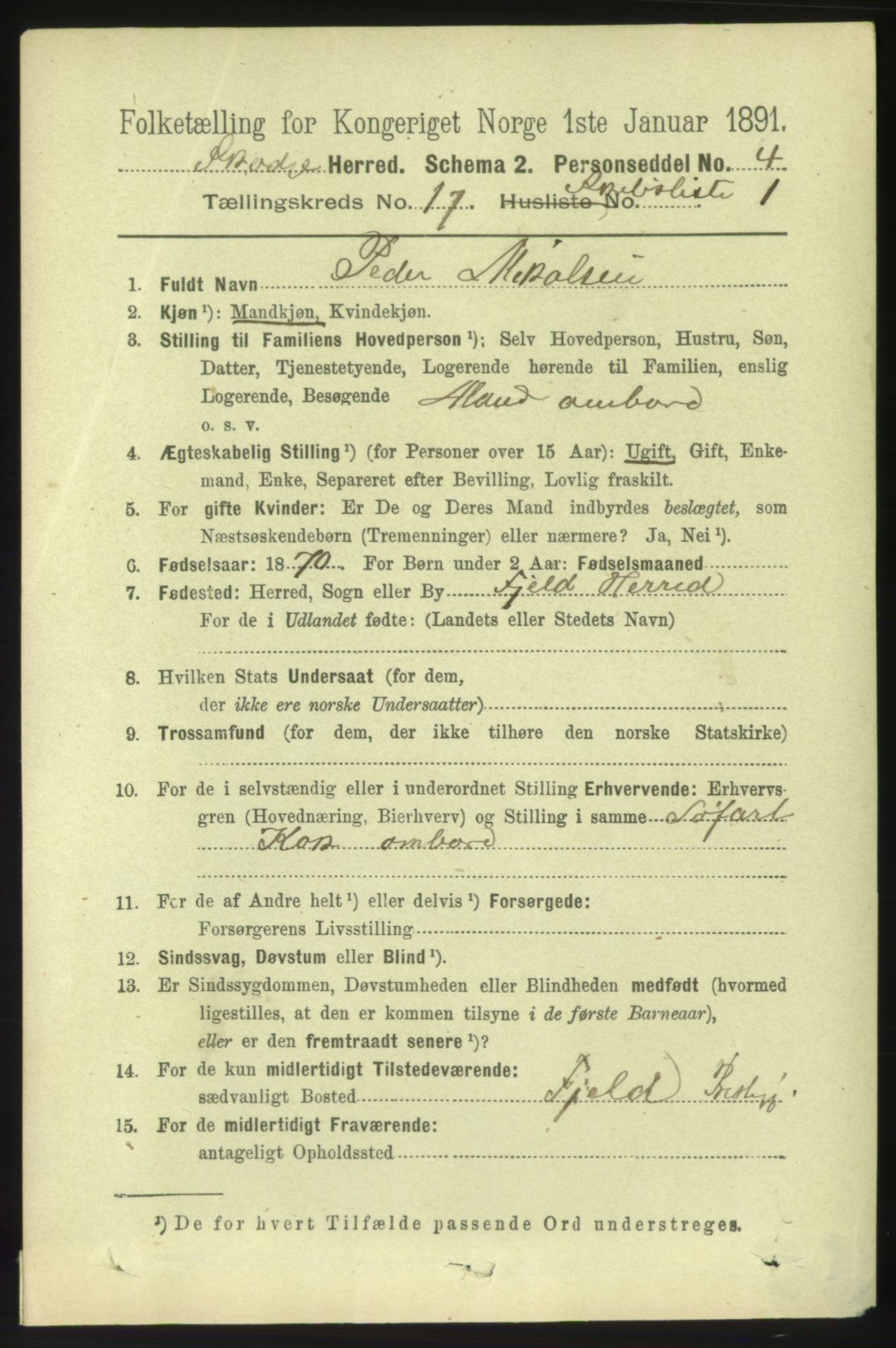 RA, 1891 census for 1529 Skodje, 1891, p. 3788