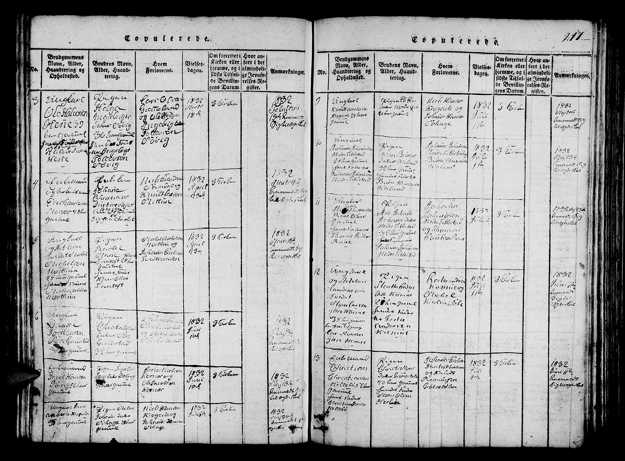 Fana Sokneprestembete, SAB/A-75101/H/Hab/Haba/L0001: Parish register (copy) no. A 1, 1816-1836, p. 217