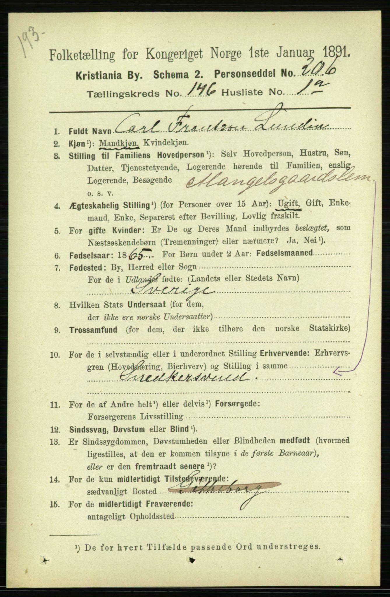 RA, 1891 census for 0301 Kristiania, 1891, p. 80358