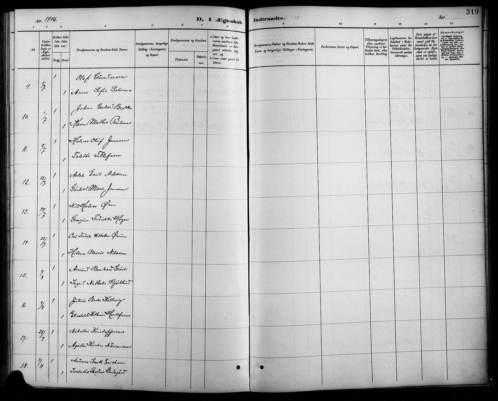 Arendal sokneprestkontor, Trefoldighet, SAK/1111-0040/F/Fb/L0006: Parish register (copy) no. B 6, 1889-1916, p. 310
