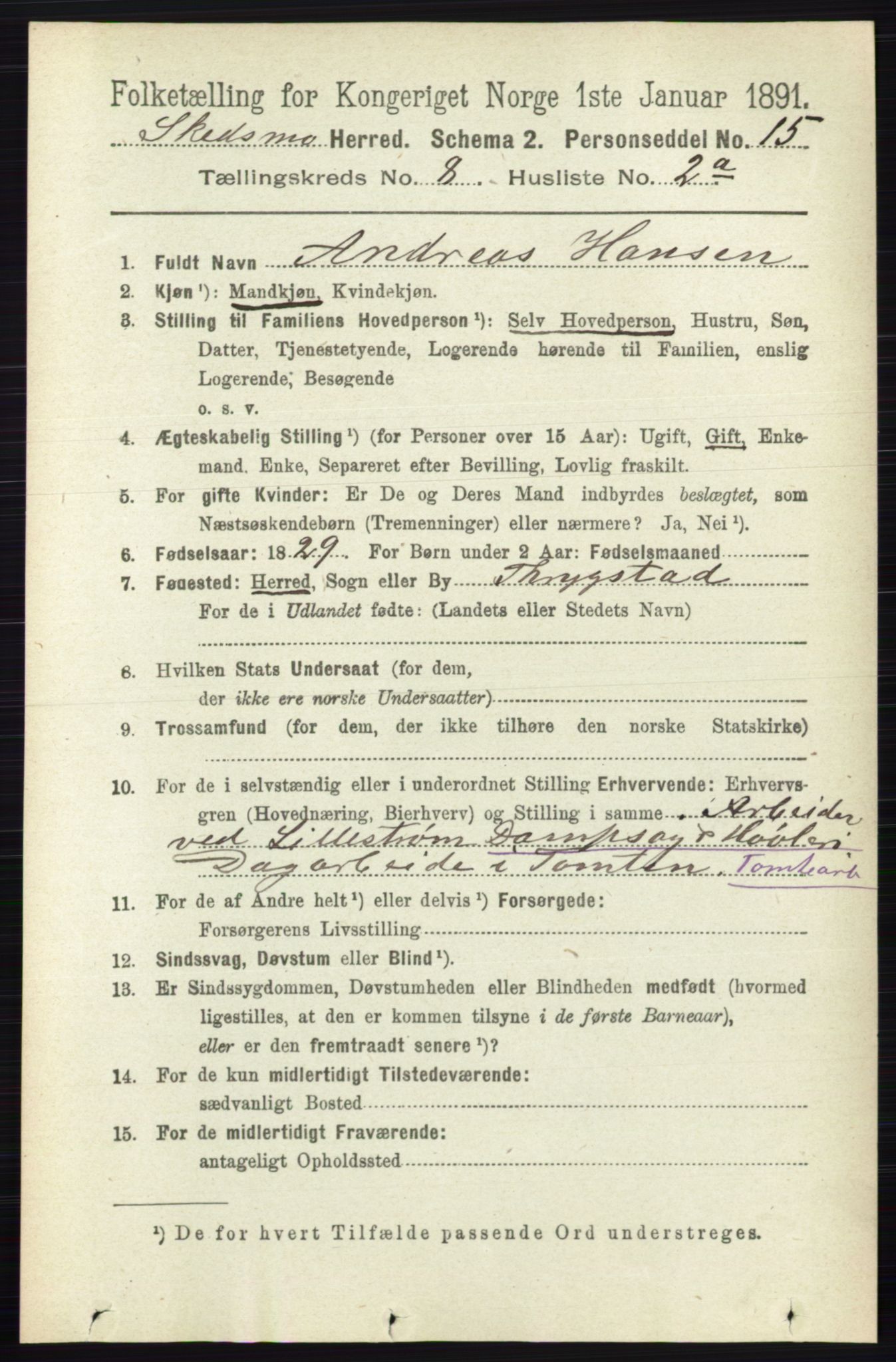 RA, 1891 census for 0231 Skedsmo, 1891, p. 3943