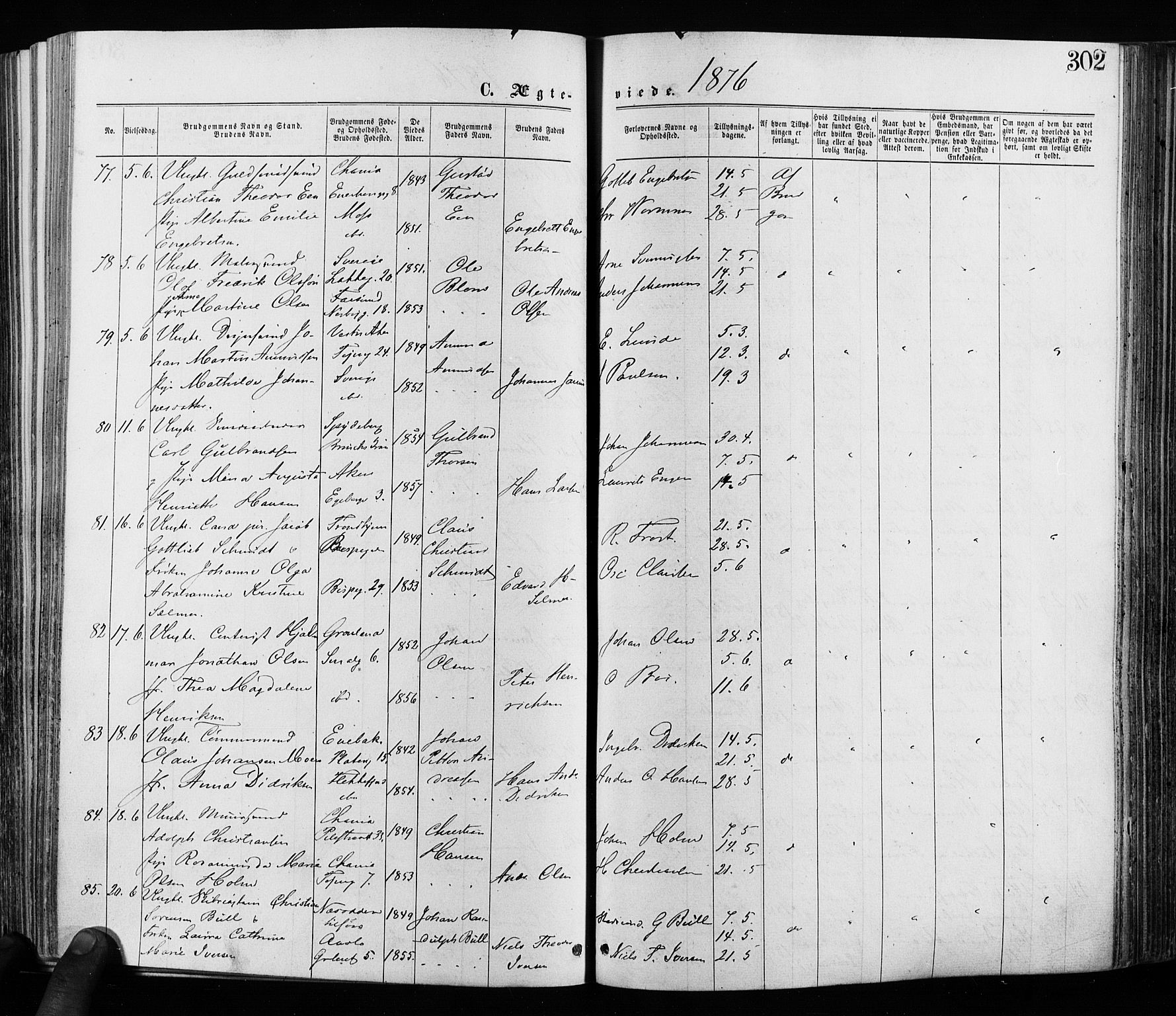 Grønland prestekontor Kirkebøker, SAO/A-10848/F/Fa/L0005: Parish register (official) no. 5, 1869-1880, p. 302