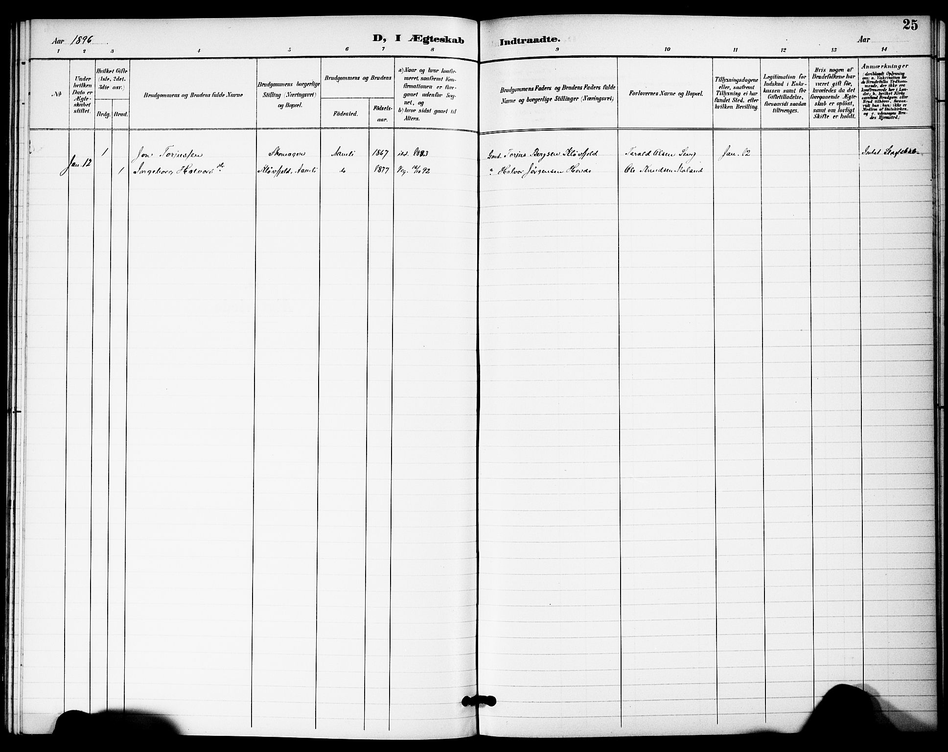 Gjerstad sokneprestkontor, AV/SAK-1111-0014/F/Fa/Fac/L0002: Parish register draft no. A VI 2, 1894-1896, p. 25