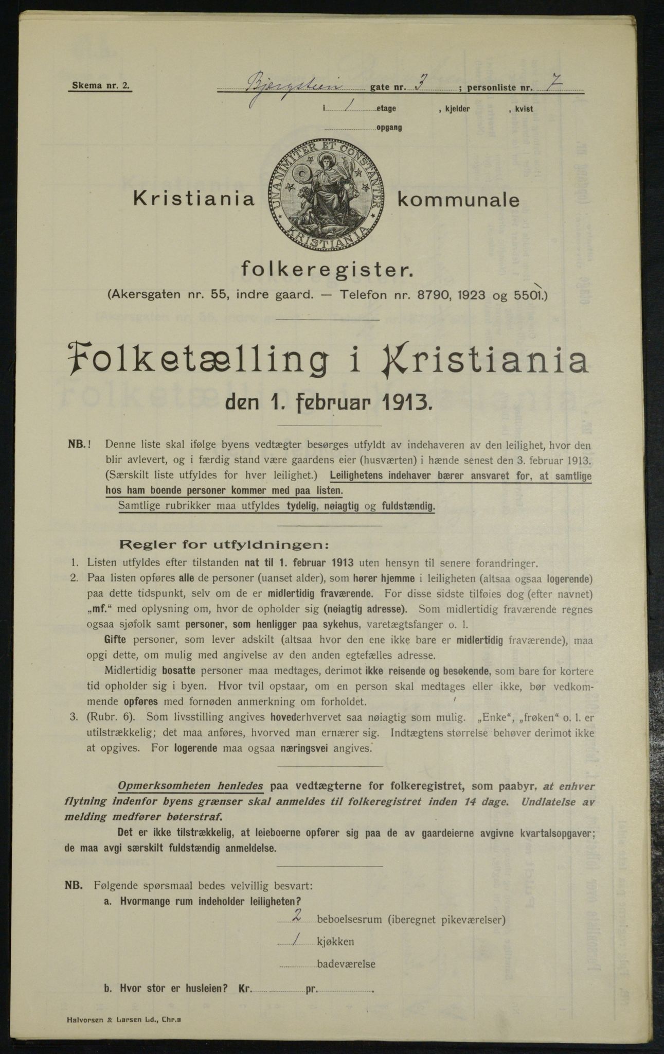 OBA, Municipal Census 1913 for Kristiania, 1913, p. 4188