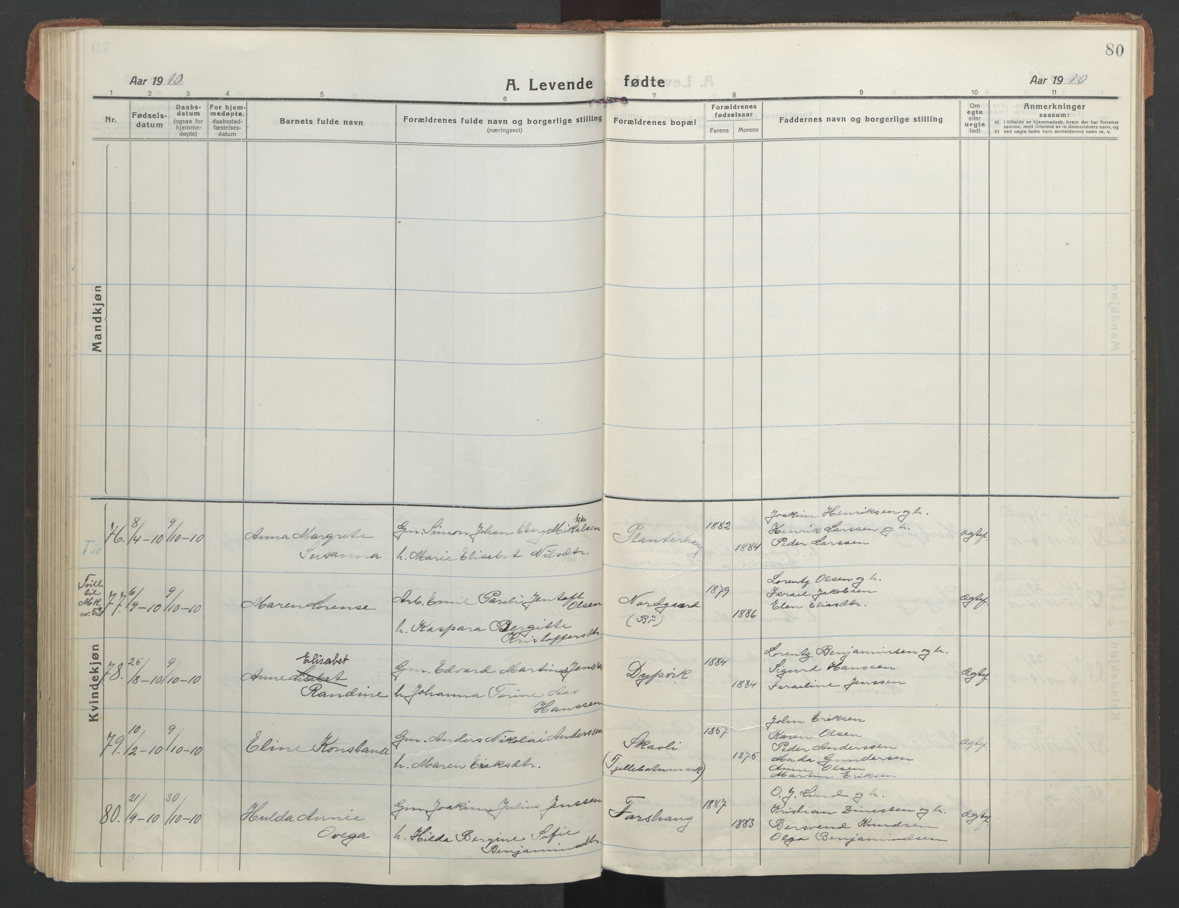 Ministerialprotokoller, klokkerbøker og fødselsregistre - Nordland, AV/SAT-A-1459/863/L0900: Parish register (official) no. 863A12, 1906-1915, p. 80