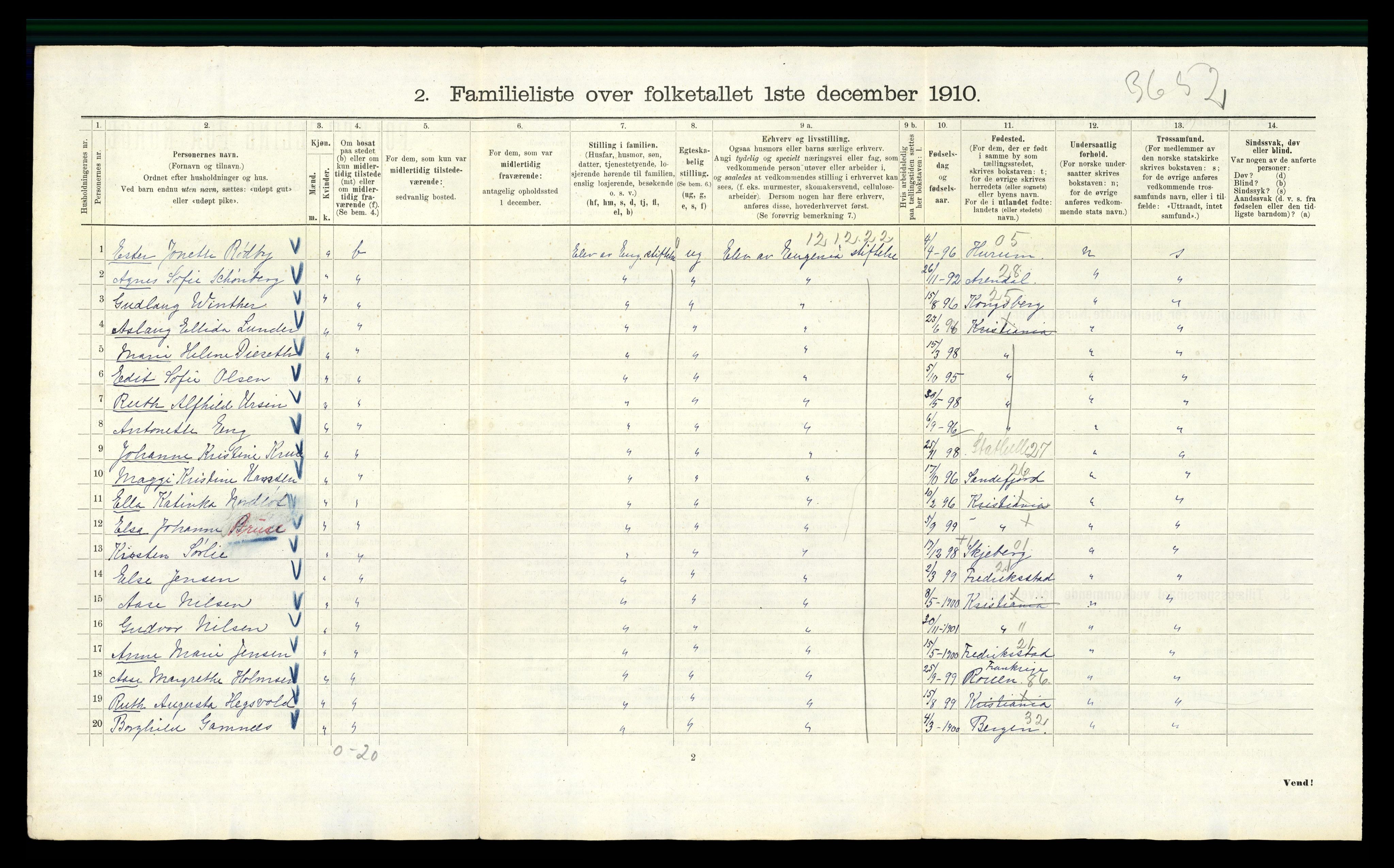 RA, 1910 census for Kristiania, 1910, p. 6174