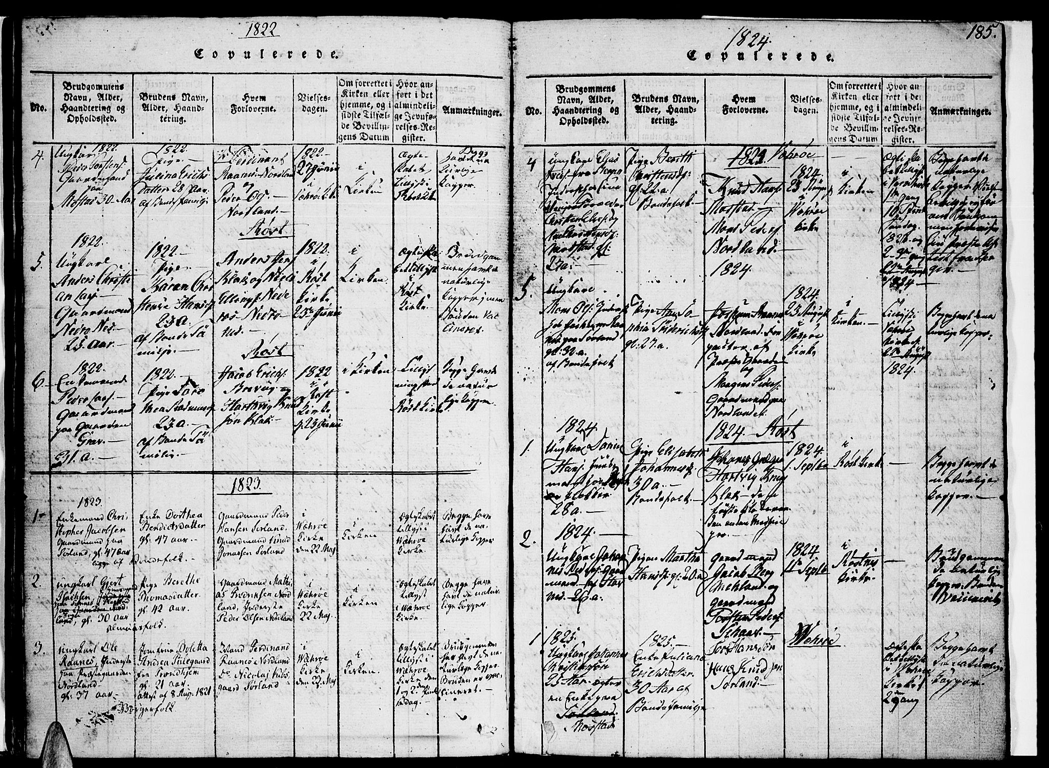 Ministerialprotokoller, klokkerbøker og fødselsregistre - Nordland, SAT/A-1459/807/L0120: Parish register (official) no. 807A03, 1821-1848, p. 185