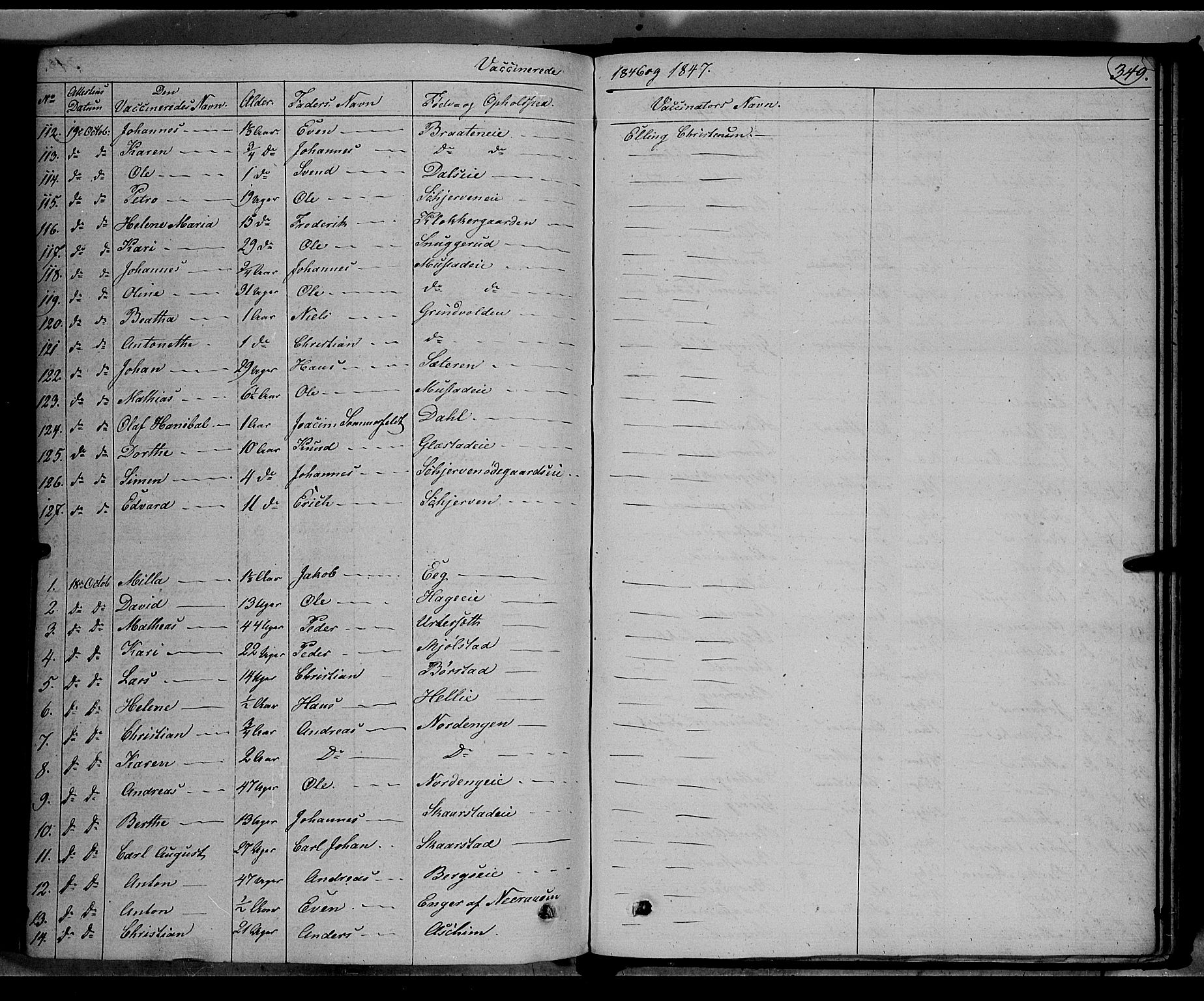 Vardal prestekontor, SAH/PREST-100/H/Ha/Haa/L0005: Parish register (official) no. 5, 1831-1853, p. 349