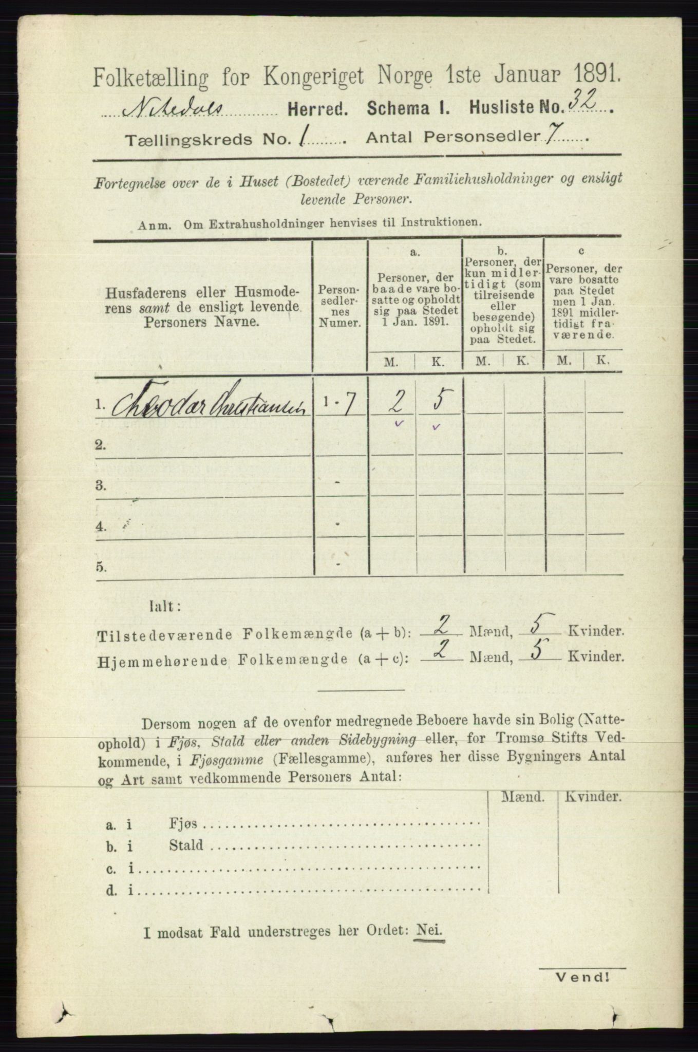 RA, 1891 census for 0233 Nittedal, 1891, p. 52