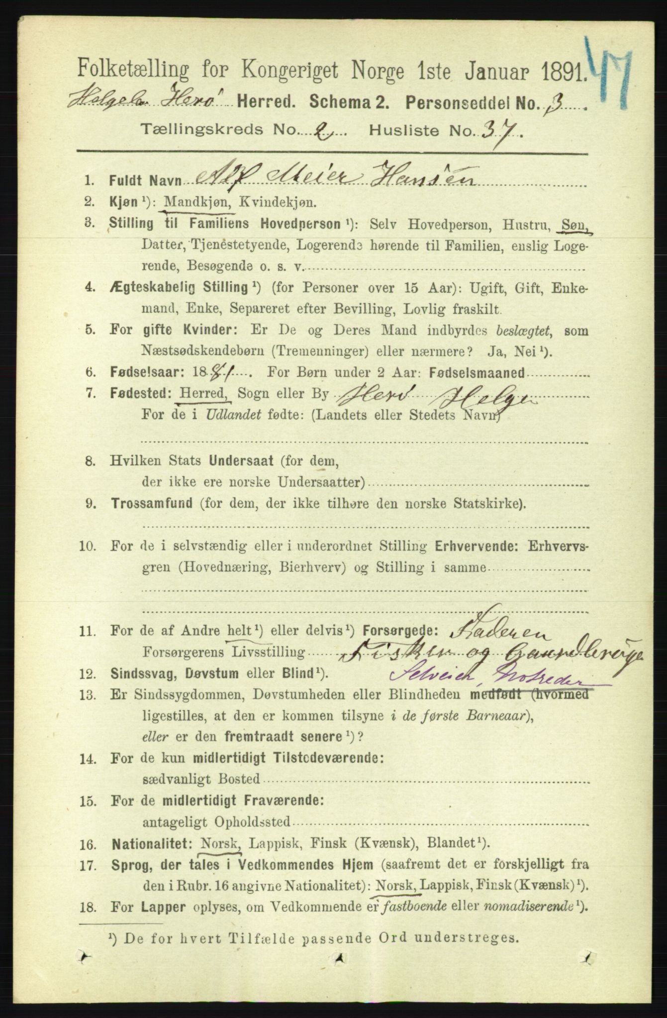 RA, 1891 census for 1818 Herøy, 1891, p. 491