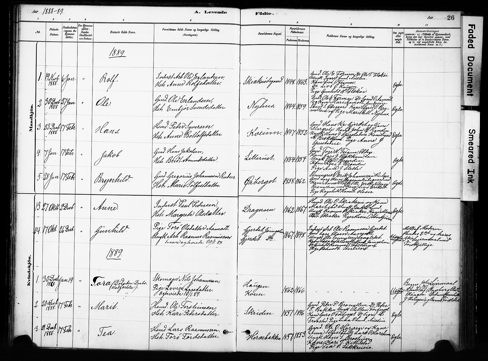 Skjåk prestekontor, SAH/PREST-072/H/Ha/Haa/L0004: Parish register (official) no. 4, 1880-1904, p. 26