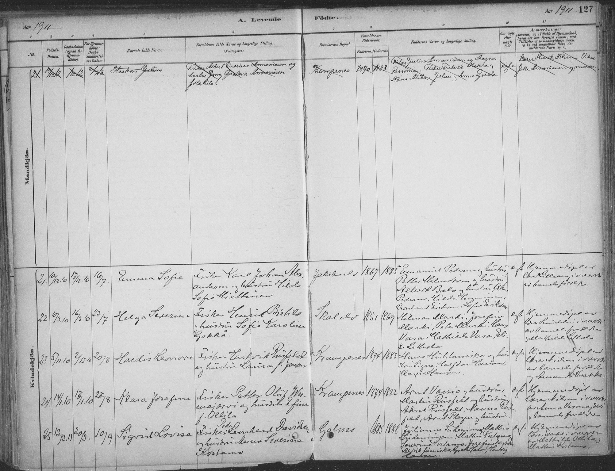 Vadsø sokneprestkontor, AV/SATØ-S-1325/H/Ha/L0009kirke: Parish register (official) no. 9, 1881-1917, p. 127