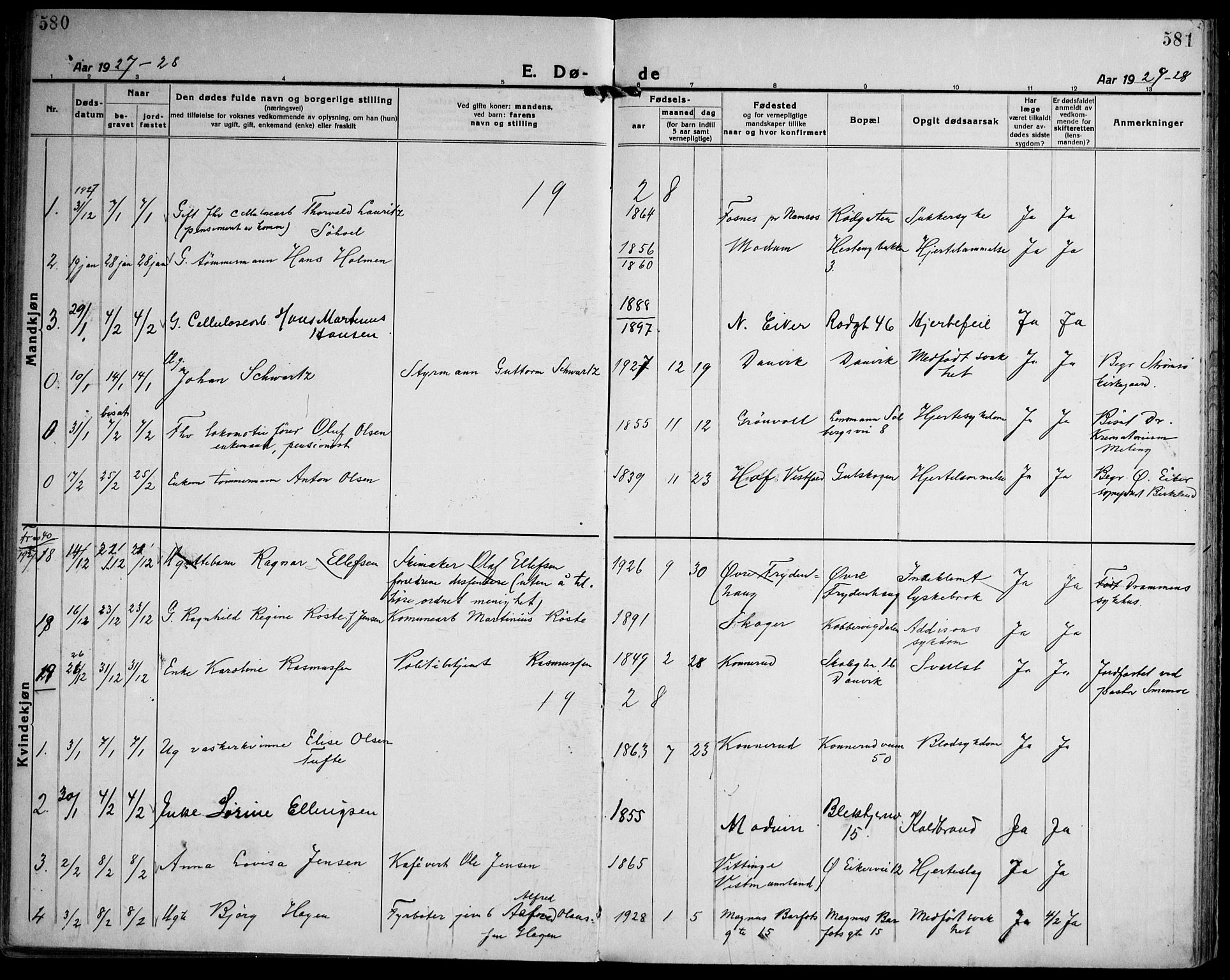 Strømsgodset kirkebøker, AV/SAKO-A-324/F/Fa/L0003: Parish register (official) no. 3, 1920-1936, p. 580-581