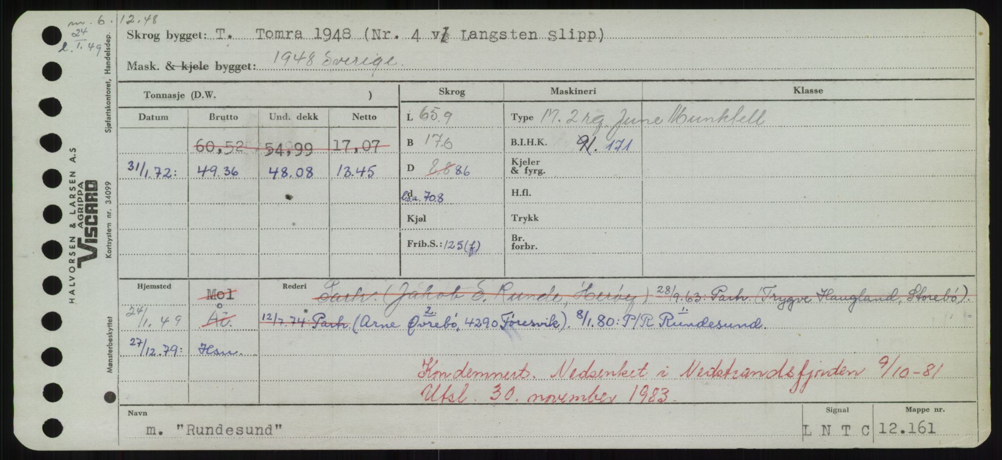 Sjøfartsdirektoratet med forløpere, Skipsmålingen, RA/S-1627/H/Hd/L0031: Fartøy, Rju-Sam, p. 311