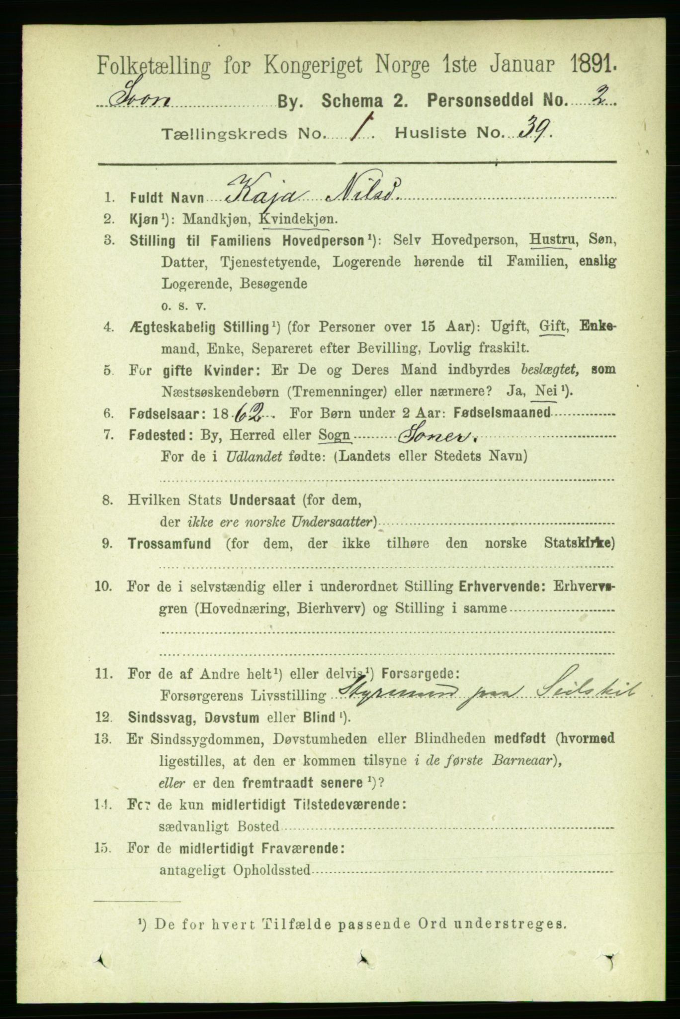 RA, 1891 census for 0201 Son, 1891, p. 361