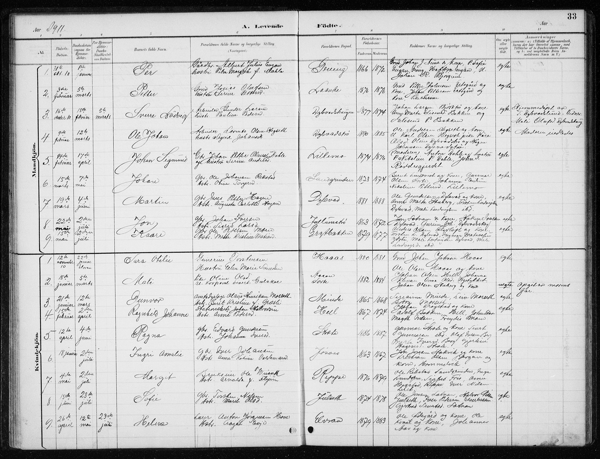 Ministerialprotokoller, klokkerbøker og fødselsregistre - Nord-Trøndelag, SAT/A-1458/710/L0096: Parish register (copy) no. 710C01, 1892-1925, p. 33