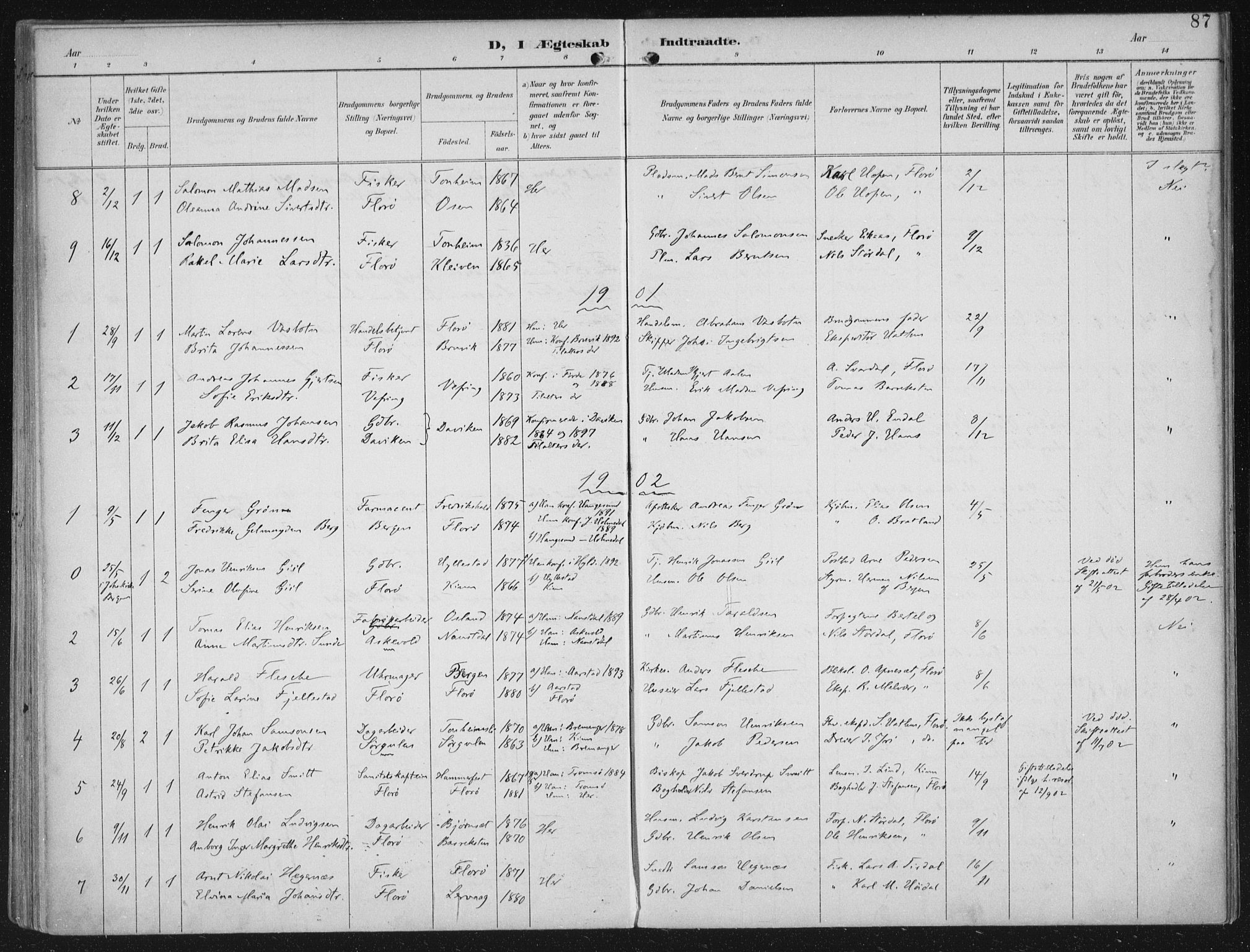 Kinn sokneprestembete, SAB/A-80801/H/Haa/Haac/L0002: Parish register (official) no. C 2, 1895-1916, p. 87