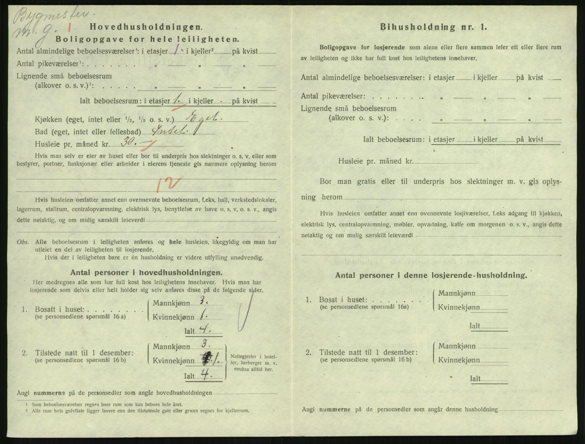 SAH, 1920 census for Lillehammer, 1920, p. 3365