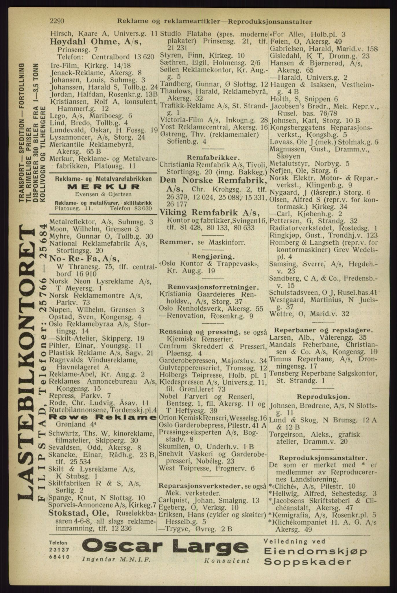 Kristiania/Oslo adressebok, PUBL/-, 1933, p. 2290